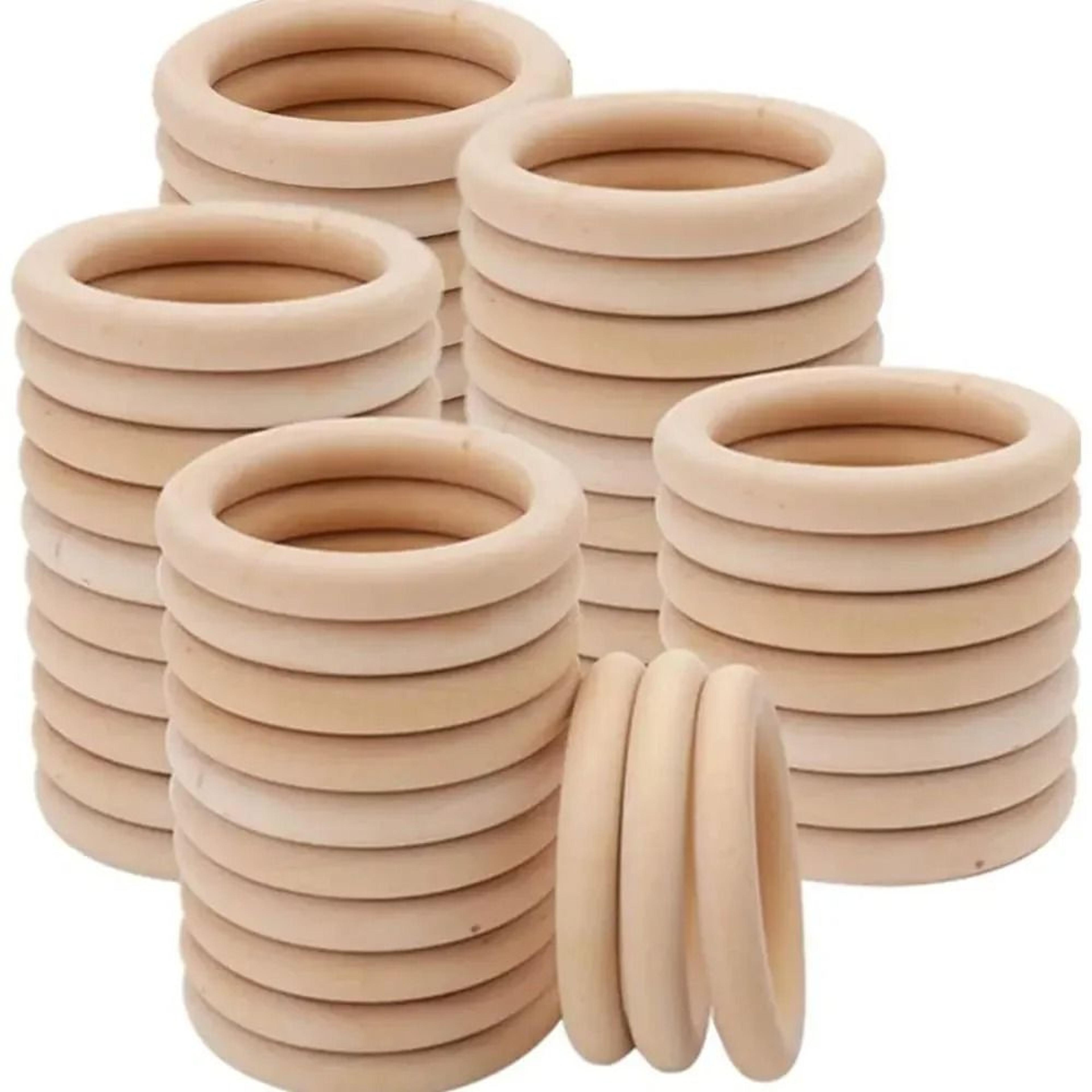 Unfinished Natural Solid Wooden Rings 15100MM For Macrame  DIY Crafts 1