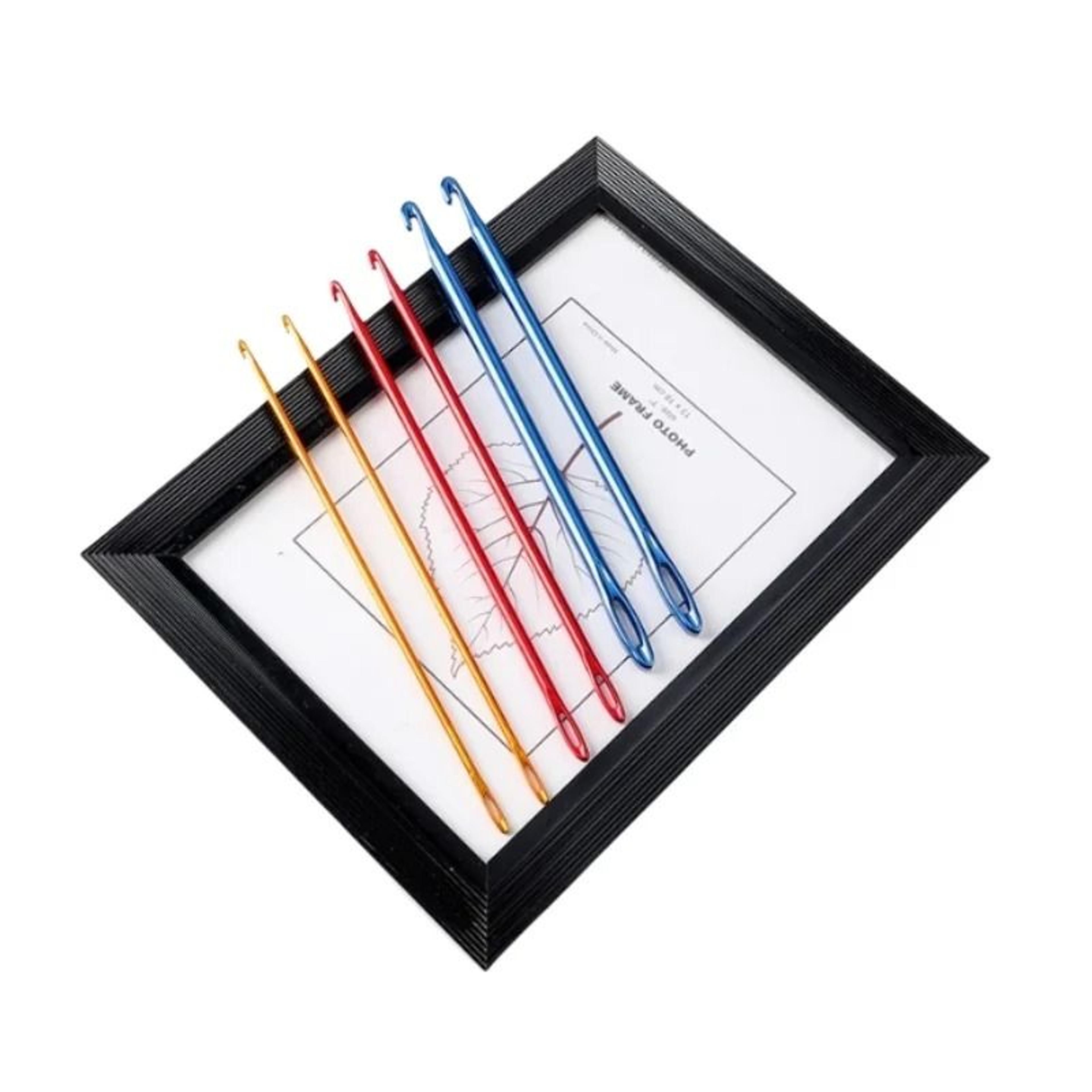 3Piece Aluminum Afghan Tunisian Crochet Hook Set With Needle Eye  Knitting Tools 2