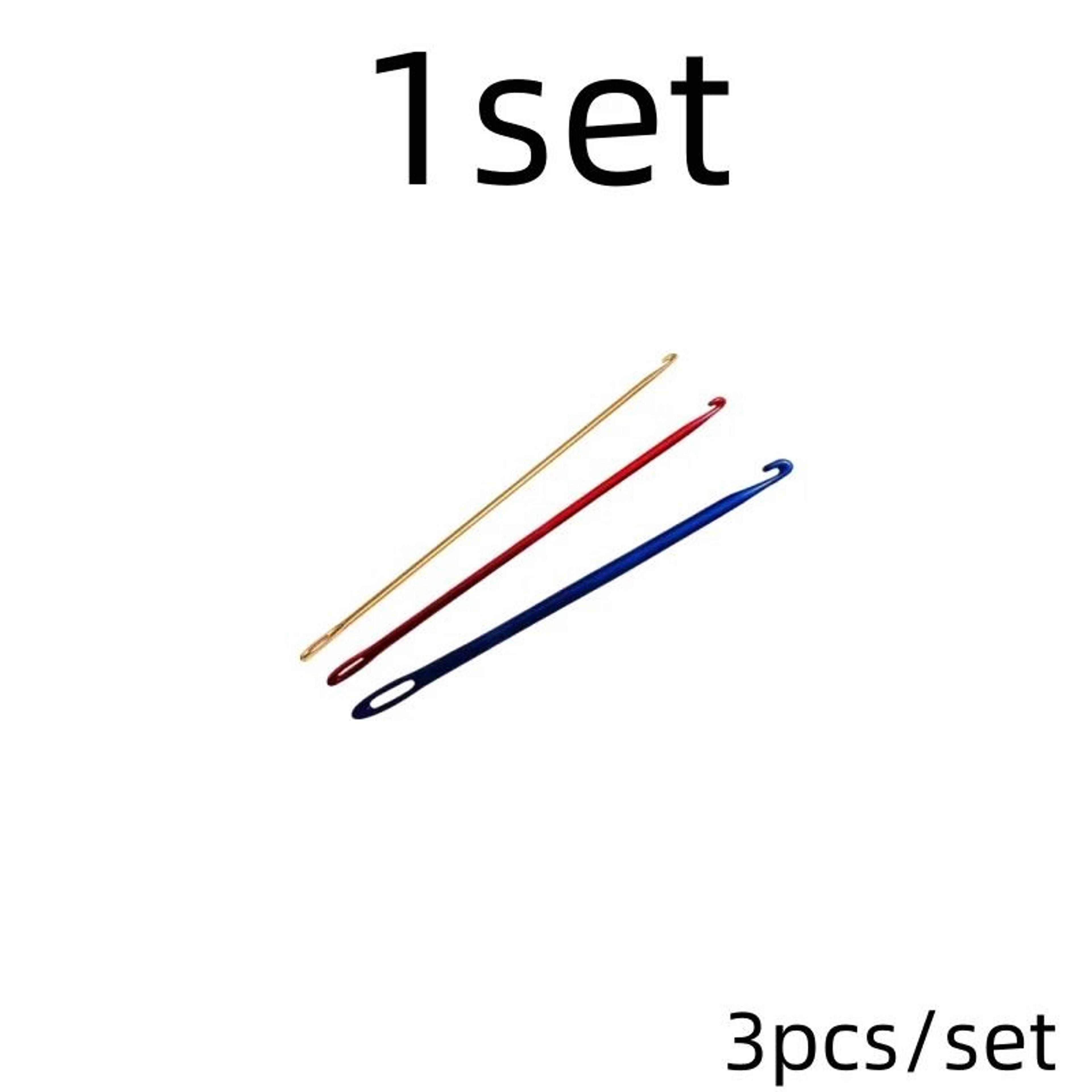 3Piece Aluminum Afghan Tunisian Crochet Hook Set With Needle Eye  Knitting Tools 6