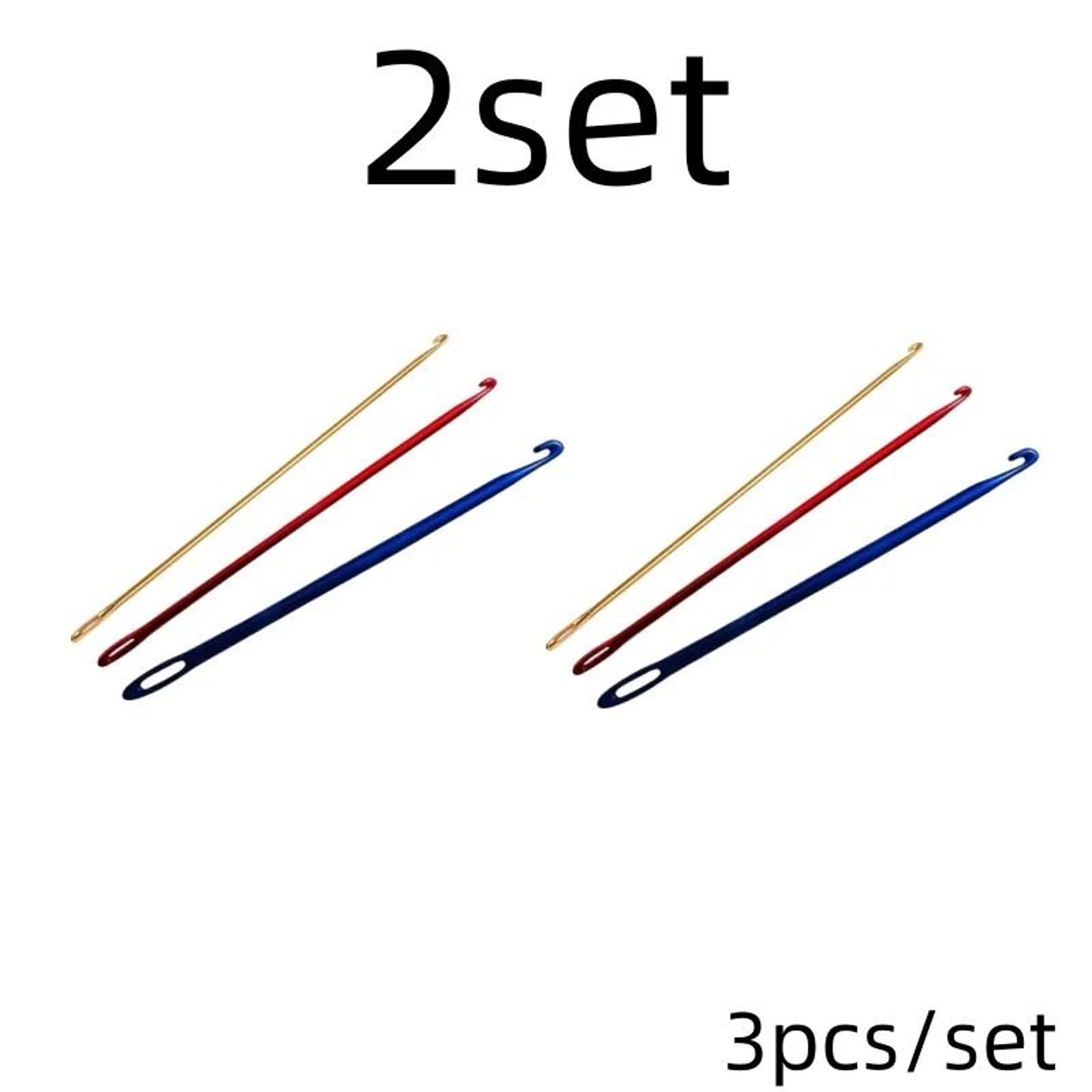3Piece Aluminum Afghan Tunisian Crochet Hook Set With Needle Eye  Knitting Tools 7