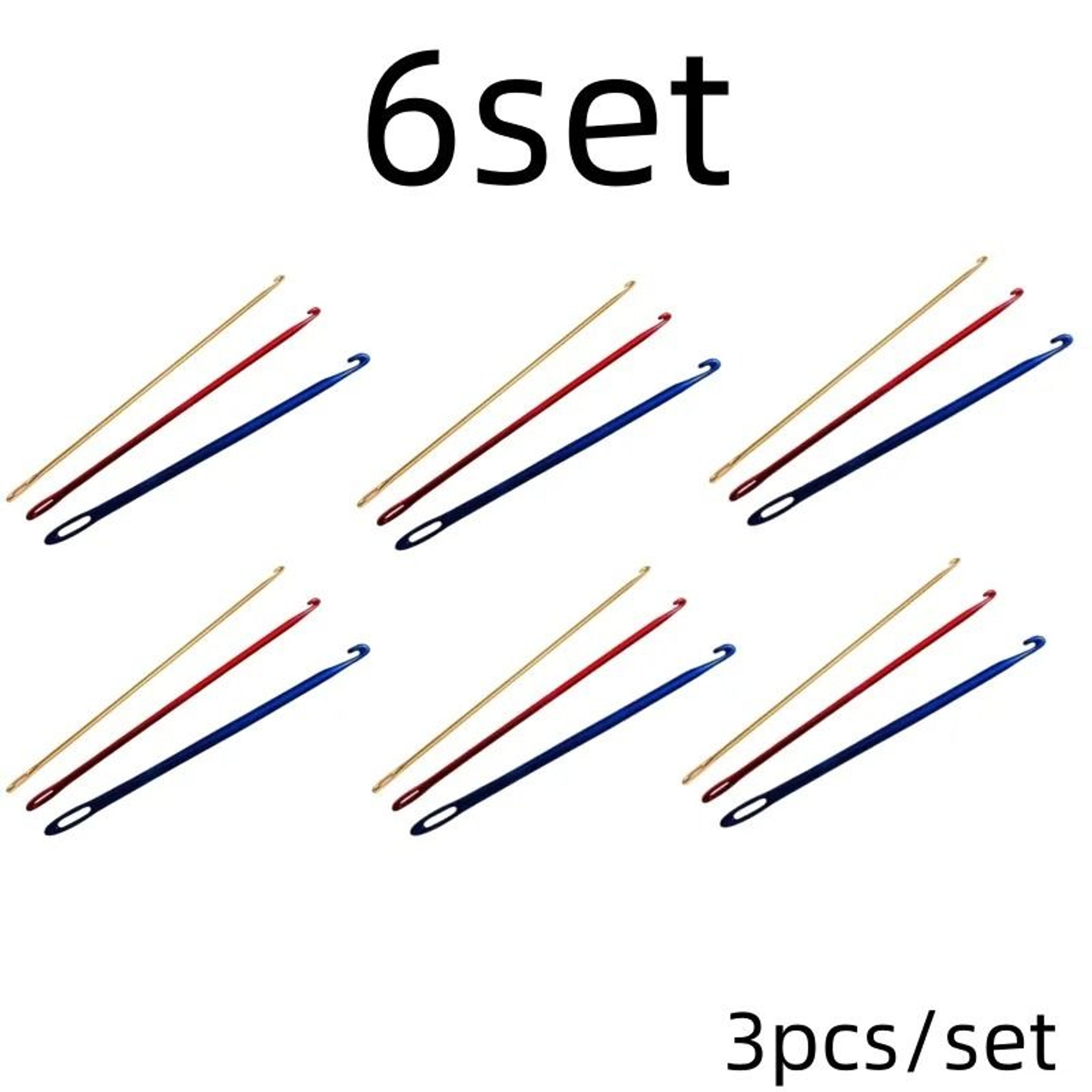 3Piece Aluminum Afghan Tunisian Crochet Hook Set With Needle Eye  Knitting Tools 11