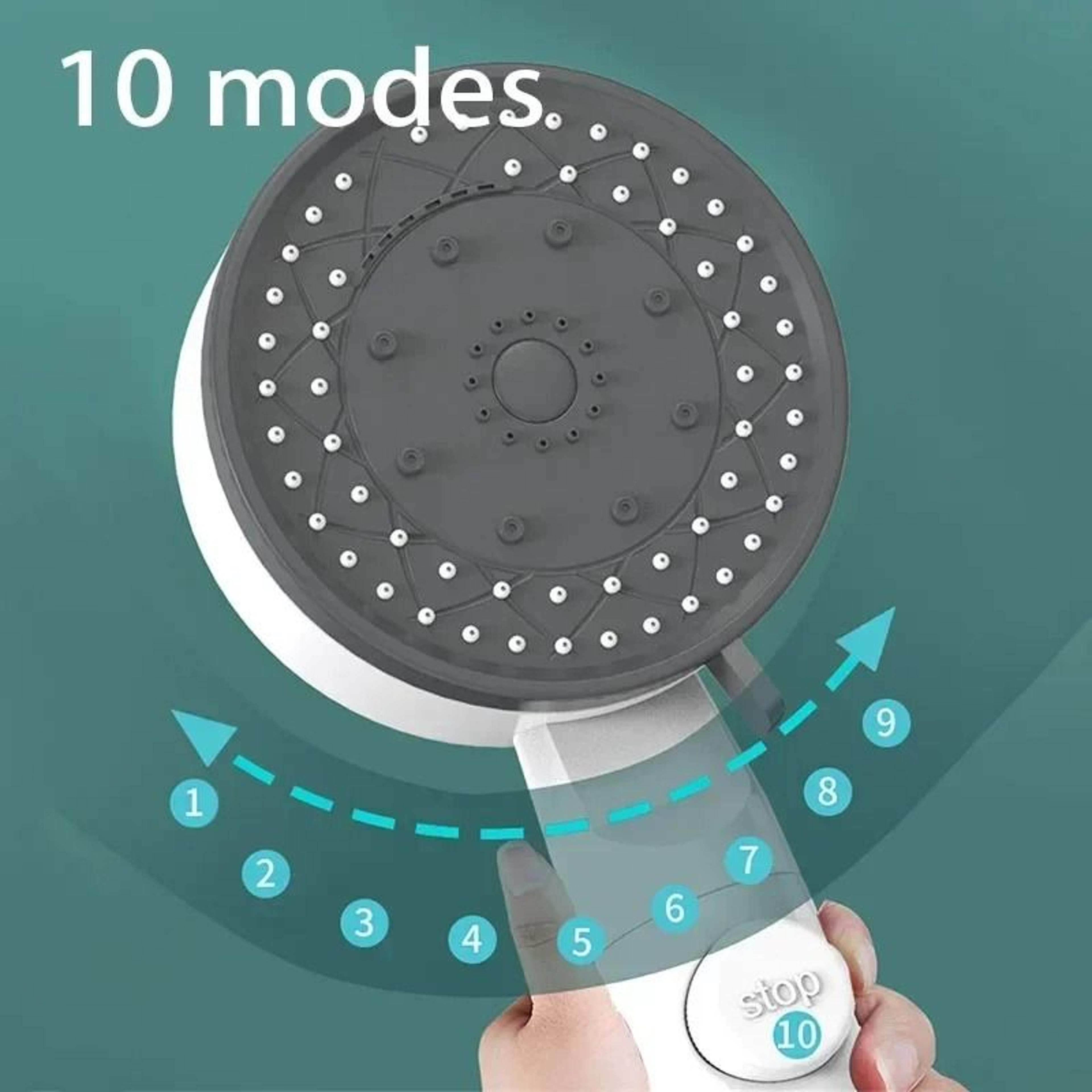 10Mode HighPressure Filter Showerhead With OneTouch Stop Button 1