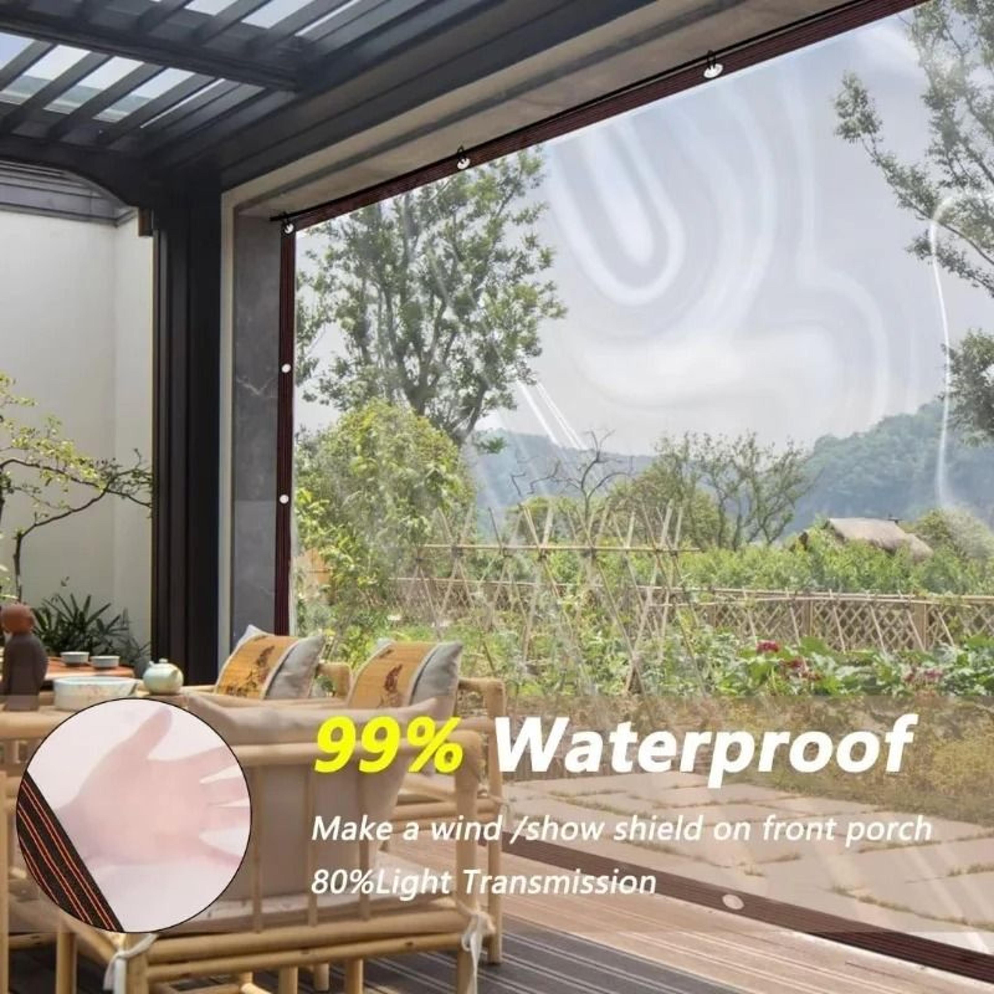 Clear Waterproof Transparent Poly Tarp With Rustproof Grommets  Weatherproof Cover For Patio Garden 2