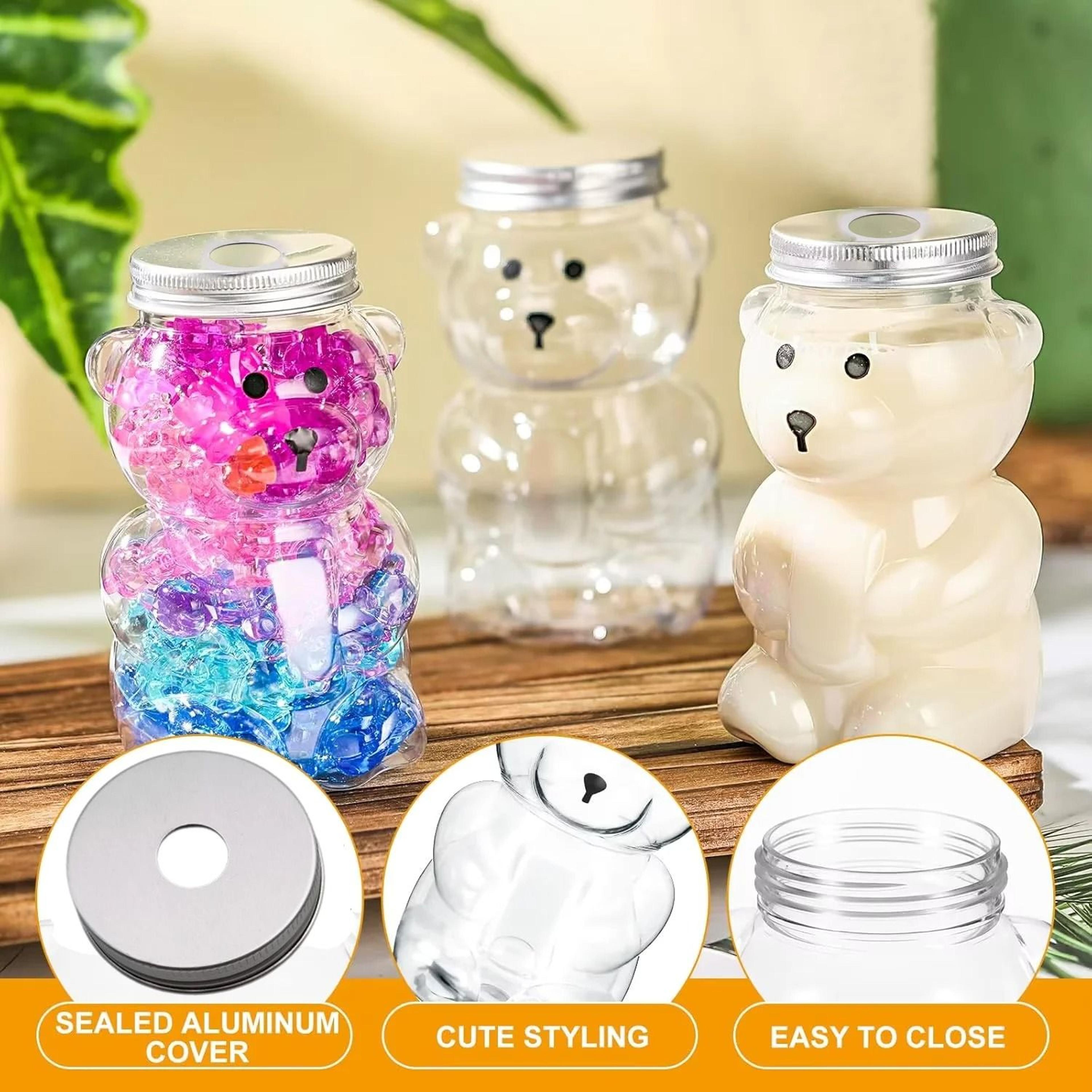 500ml Portable Cartoon Bear Transparent Drink Bottle  Cute Reusable Juice  Bubble Tea Container 1