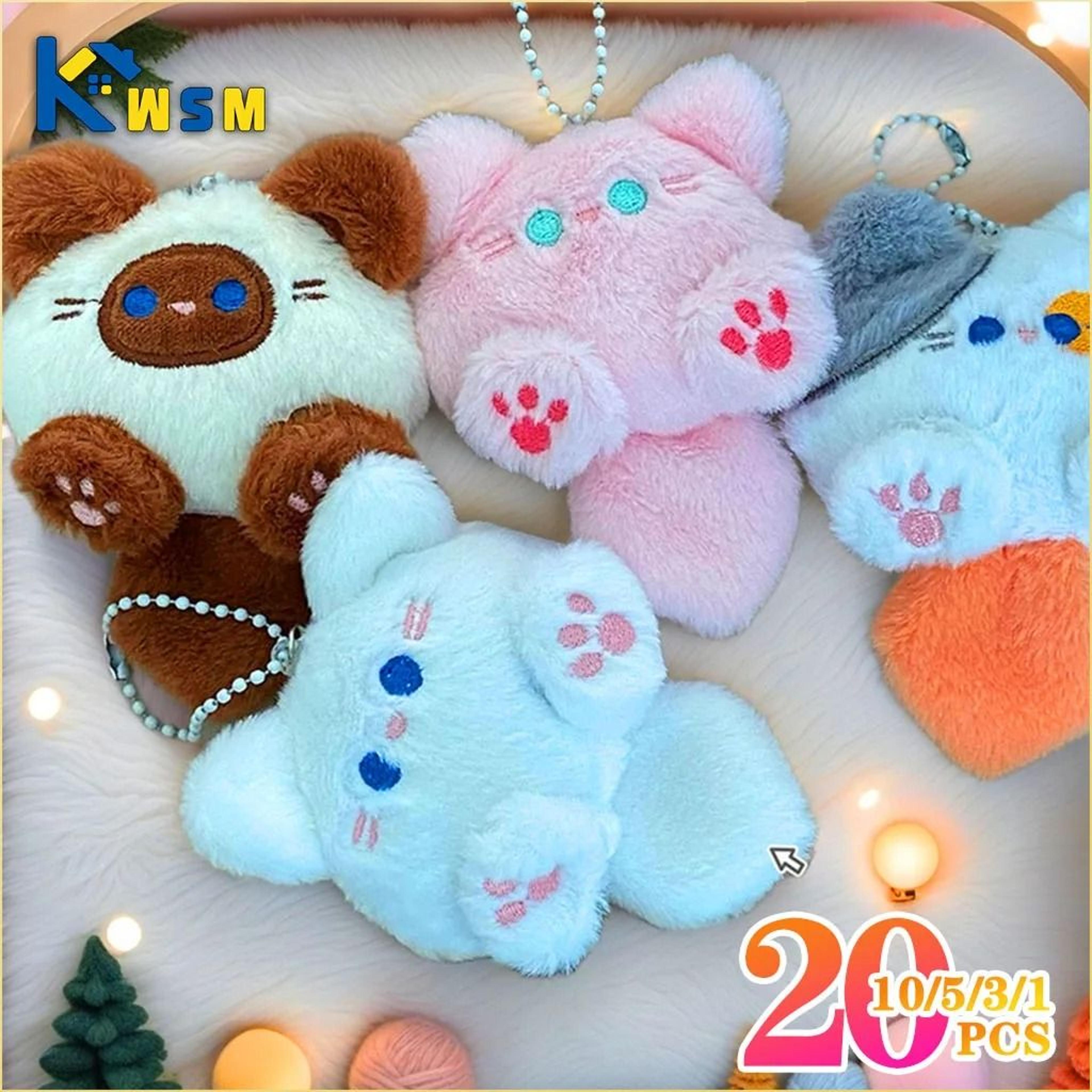 Cute Plush Long Tail Cat Bag Charm  Fluffy Stuffed Kitten Keychain  Backpack Pendant 0
