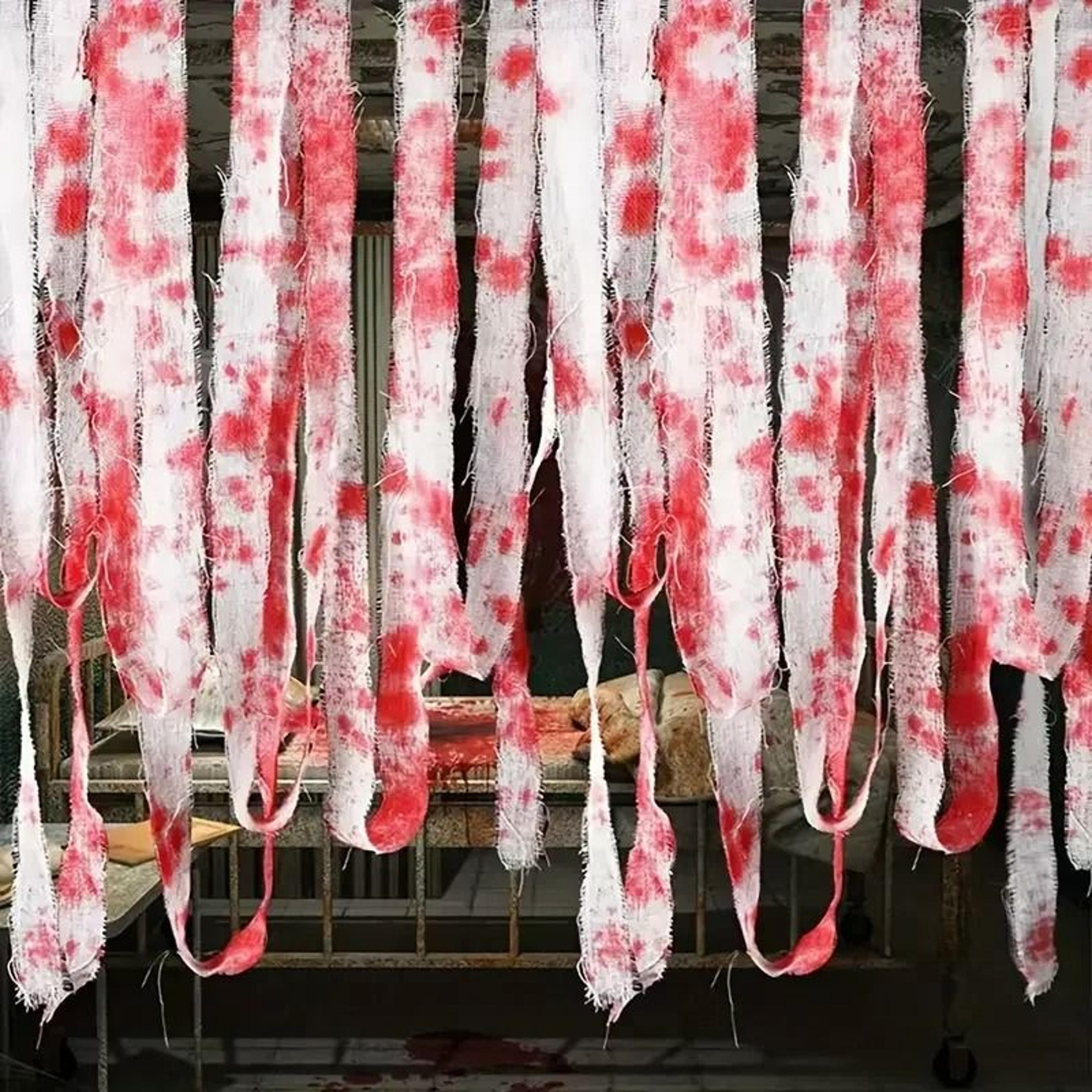 halloween blood-stained gauze & warning isolation tape