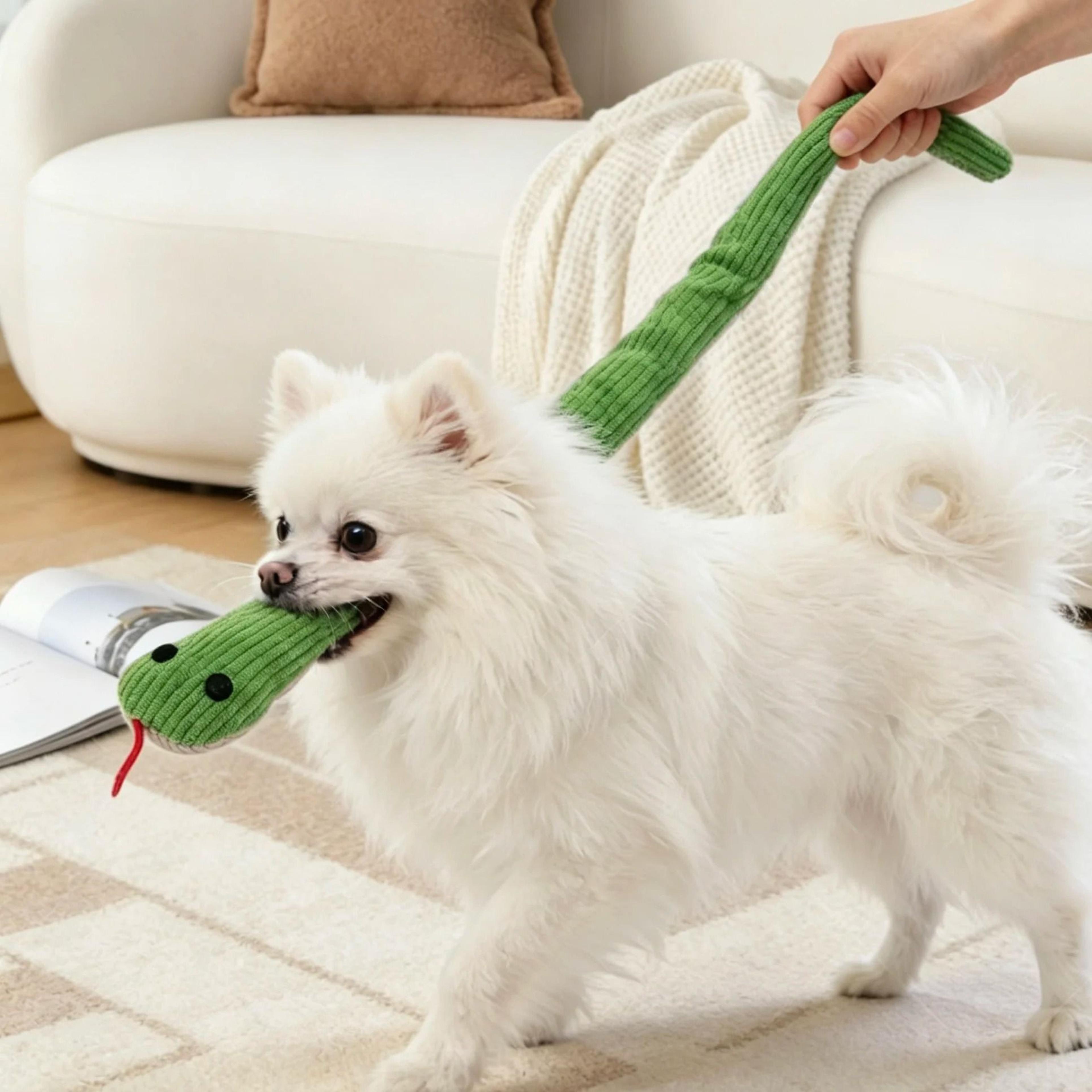 Interactive Snake Dog  Cat Toy With Crinkle Paper  Squeaker 1