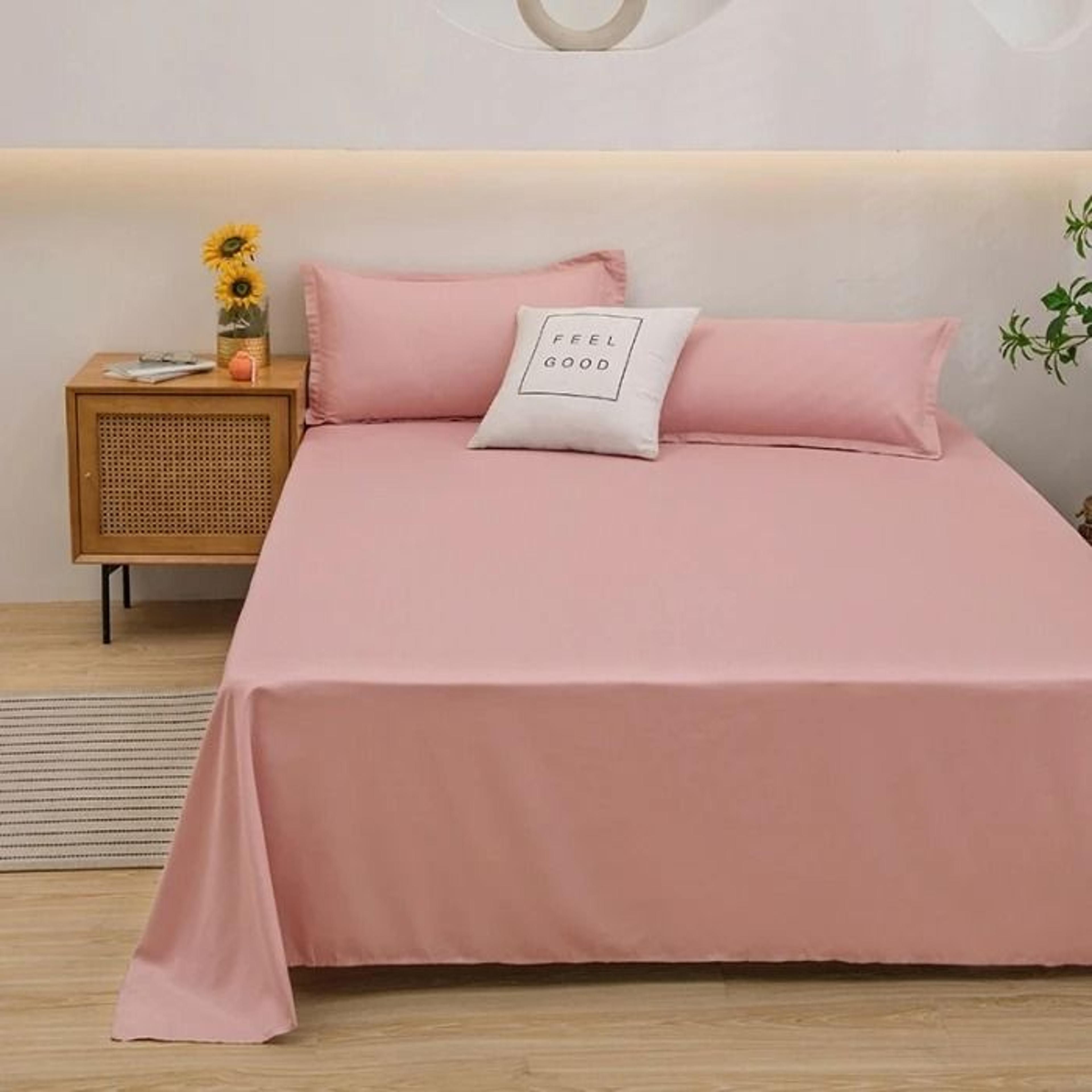 Solid Color Soft Microfiber Bed Flat Sheet Single  Double  Queen  King Bed 19