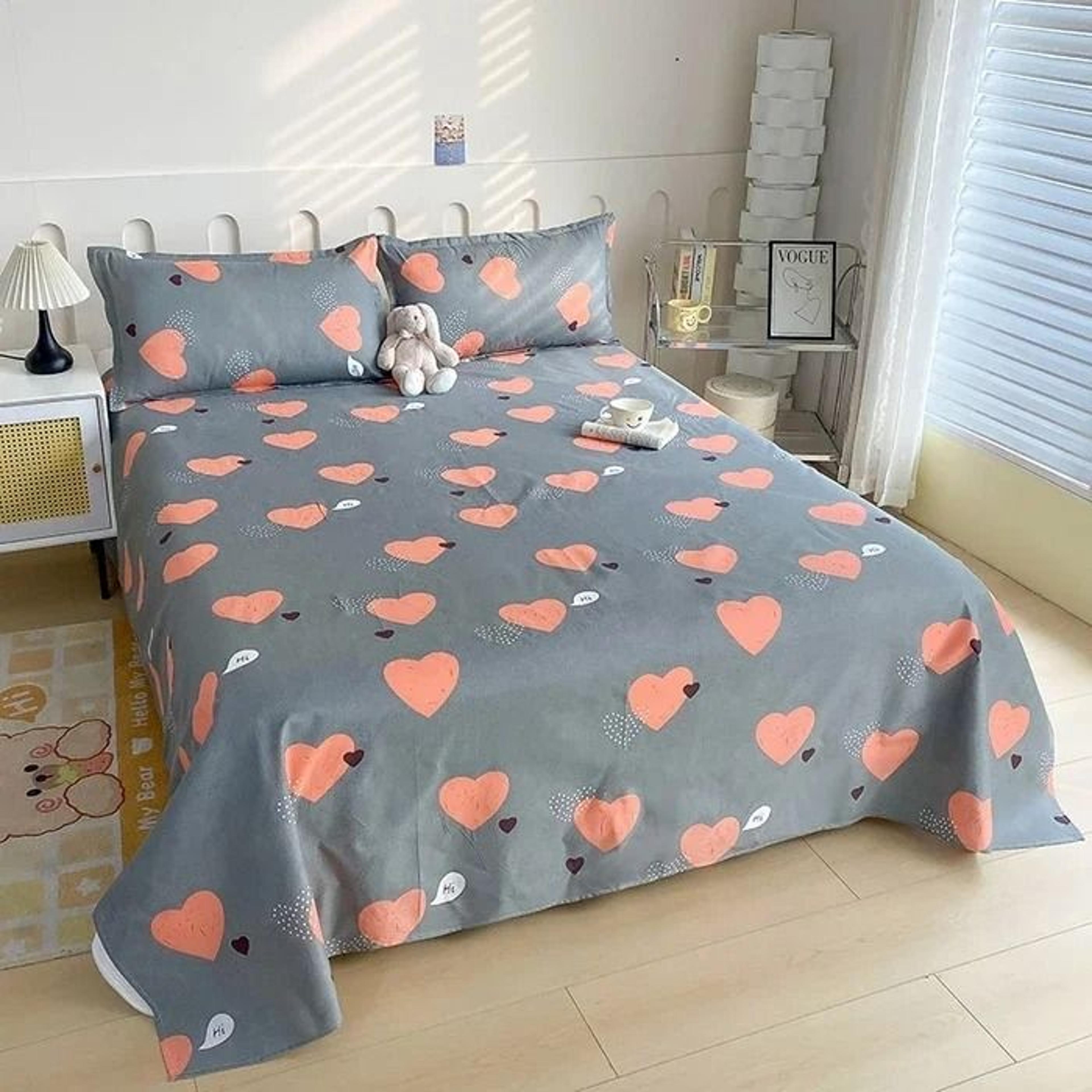 Red Flower Printed Flat Bed Sheet Reactive Printed Microfiber Top Sheet 16