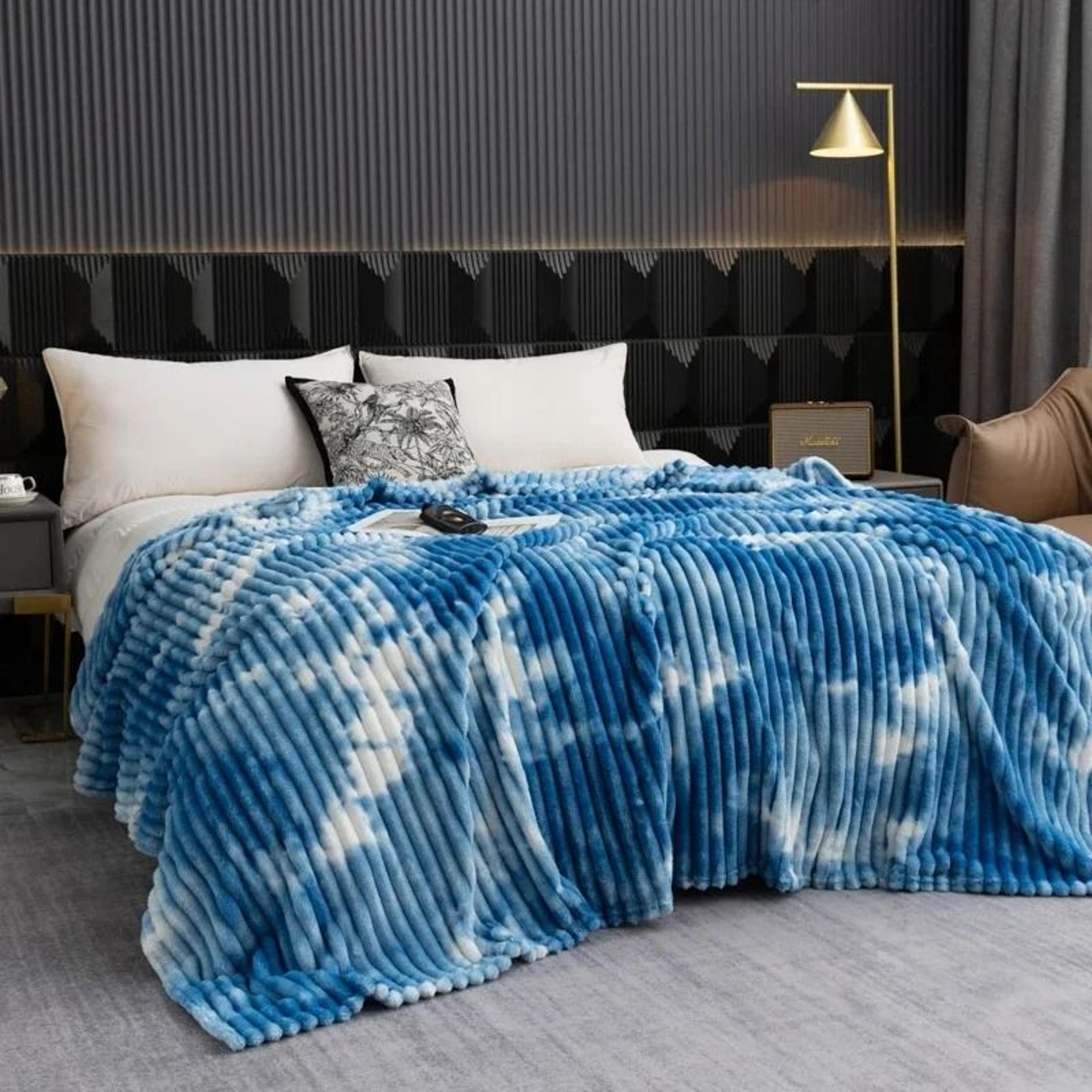 TieDye Plush Flannel Fleece Throw Blanket Thick Warm Bed  Sofa Coverlet 6