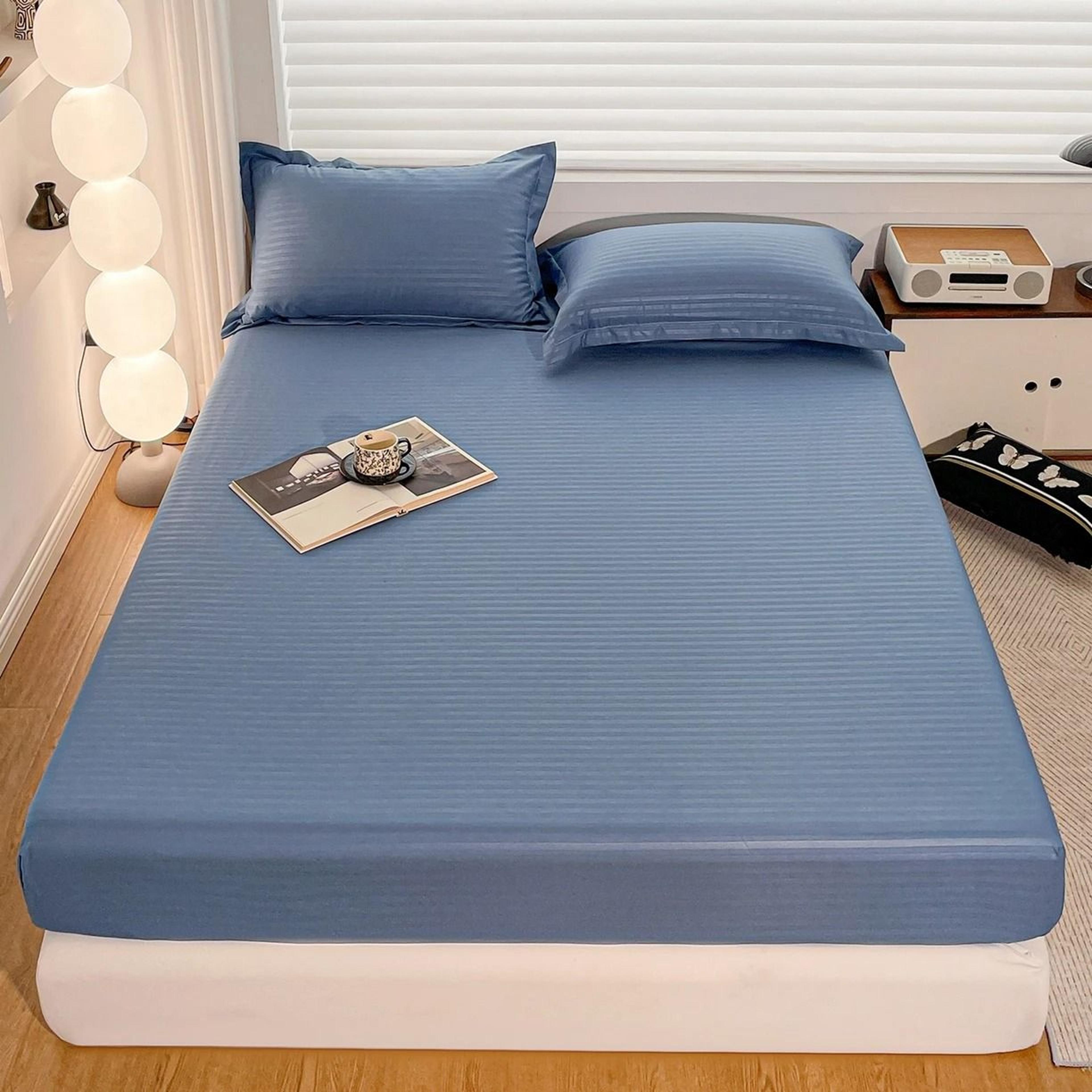 Solid Color Soft Microfiber Fitted Bed Sheet NonSlip Mattress Cover 10