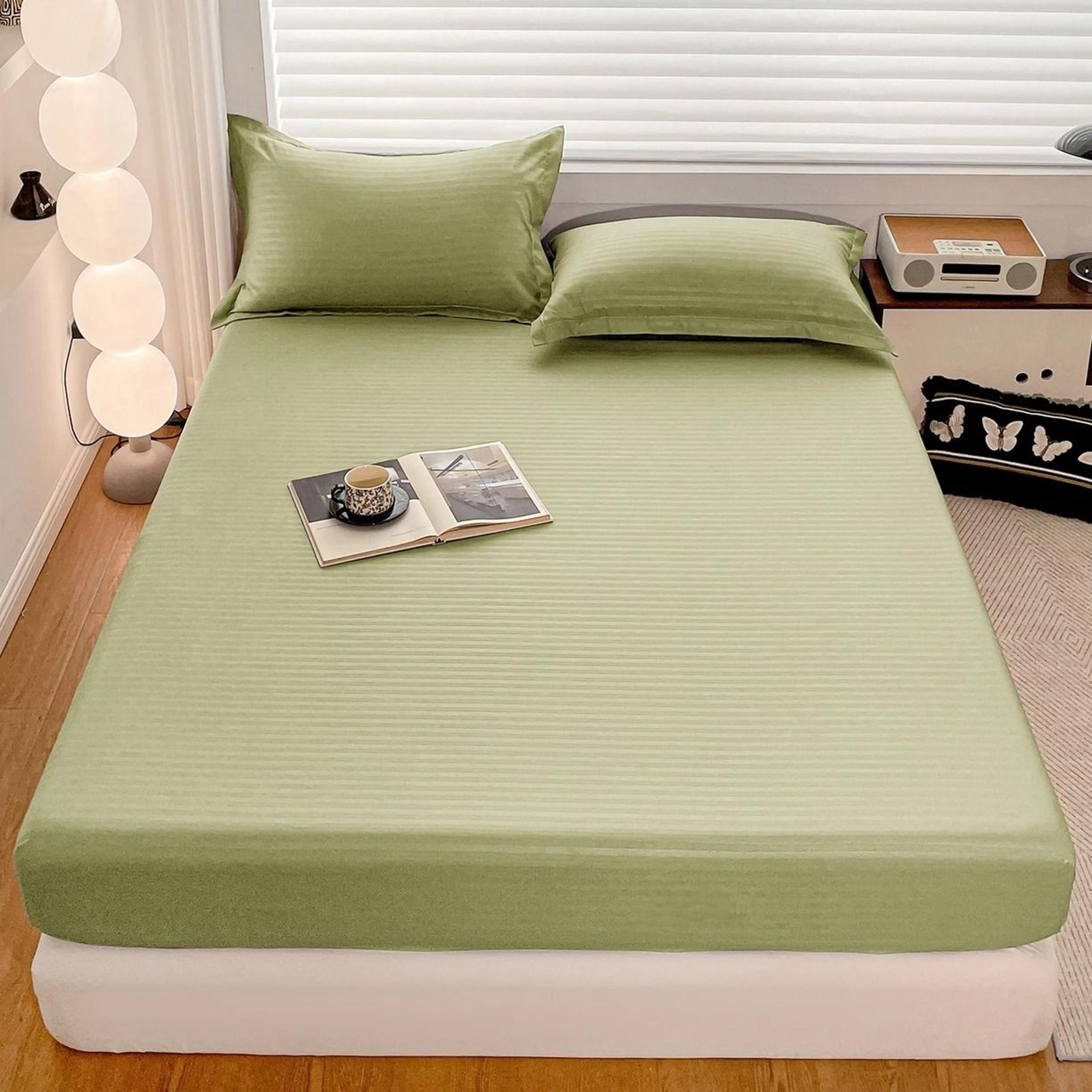 Solid Color Soft Microfiber Fitted Bed Sheet NonSlip Mattress Cover 11