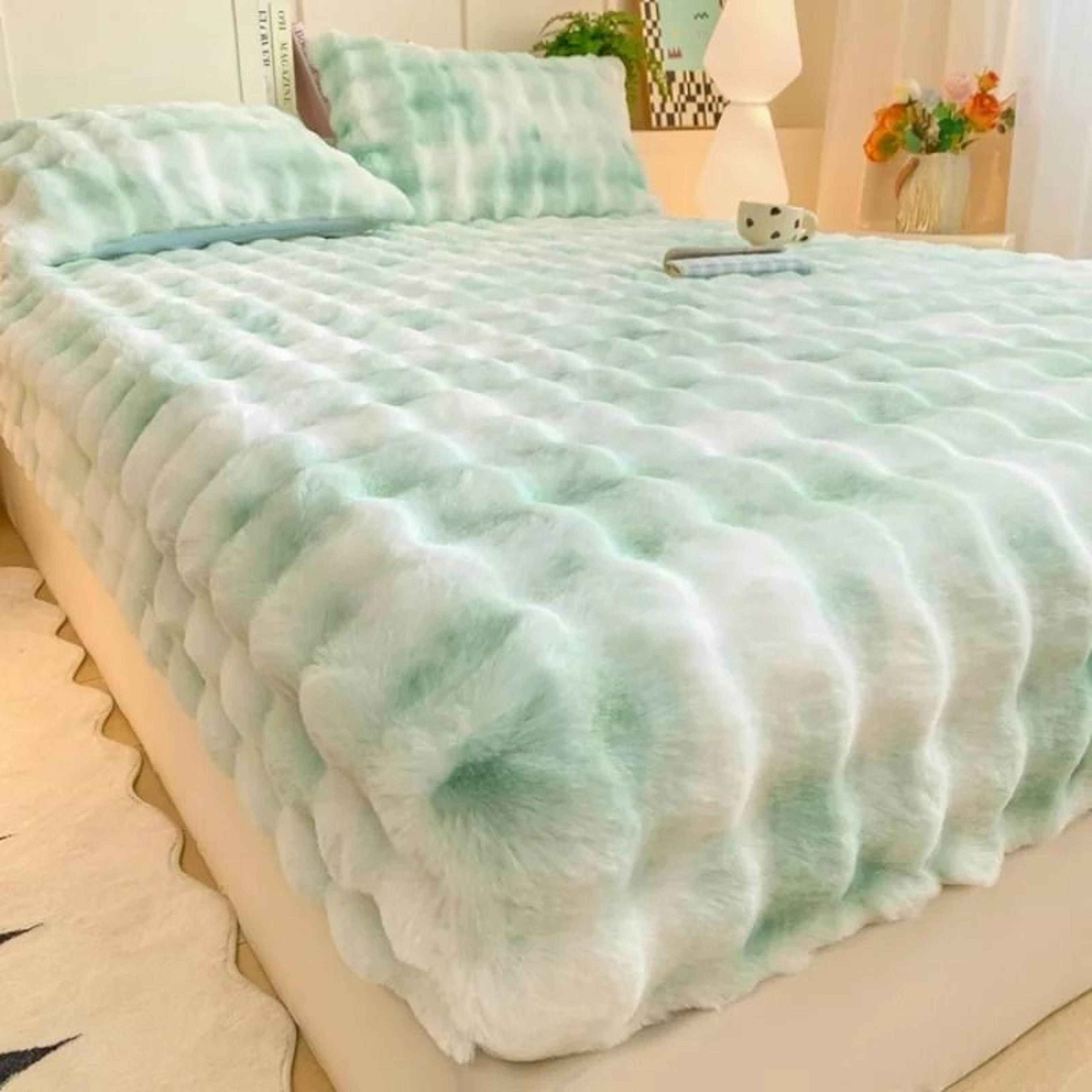 Fluffy Plush Rabbit Fleece Winter Fitted Bed Sheet Thickened Thermal Mattress Protector 14