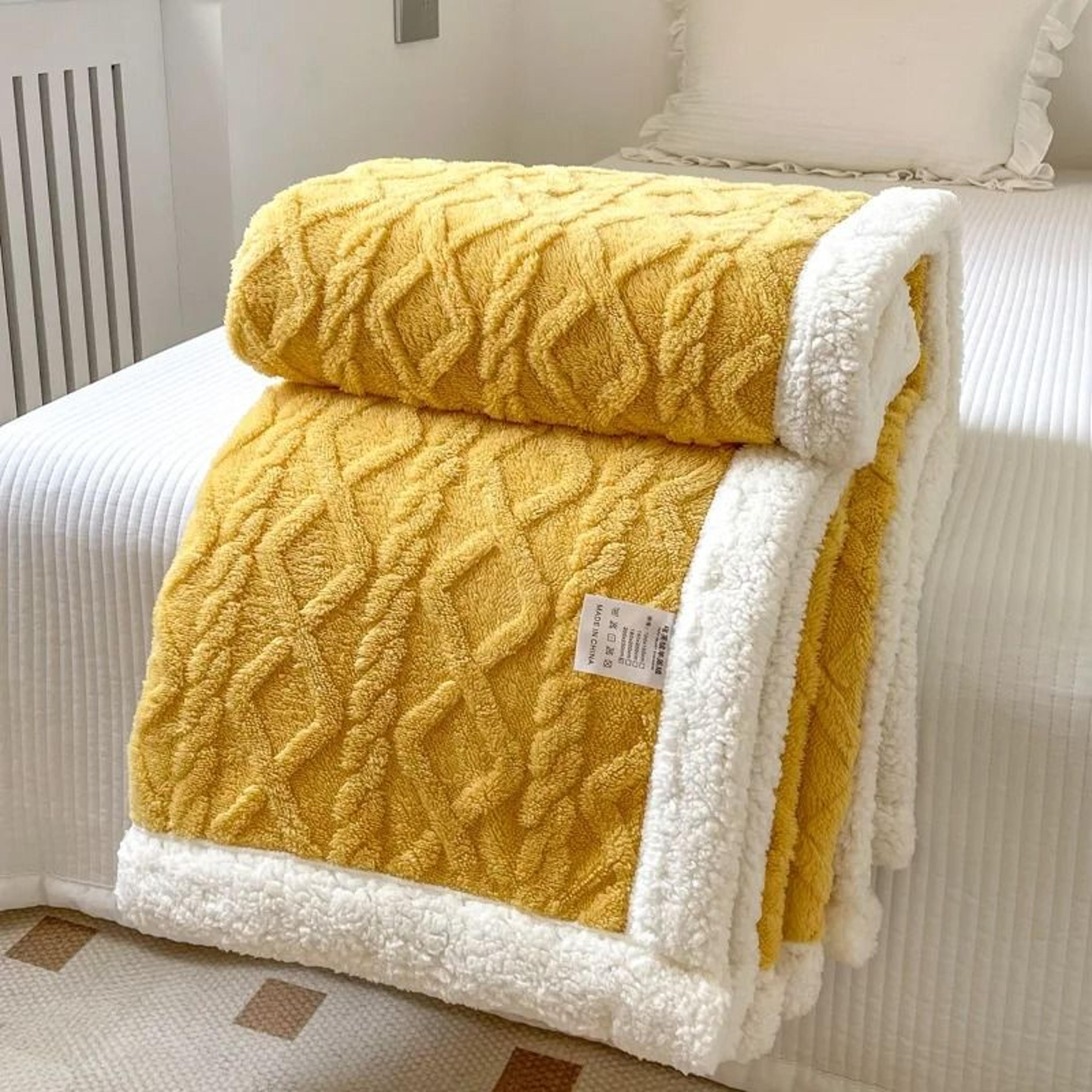 Double Layer Thick Warm Fleece Blanket Plush Autumn Winter Comforter For Bed  Sofa 10