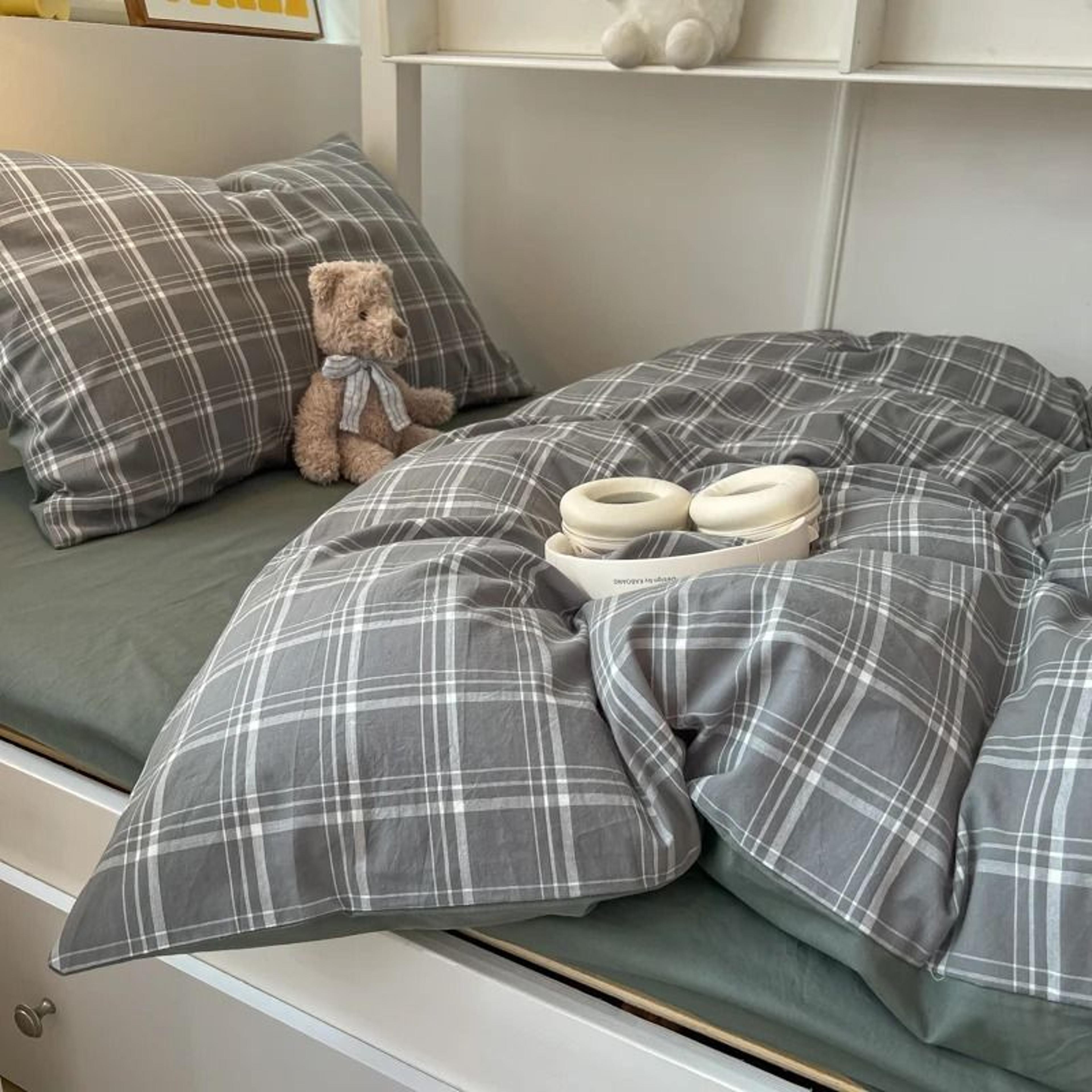 Nordic Washed Cotton Bedding Set Duvet Cover Flat Sheet  Pillowcase Set 2