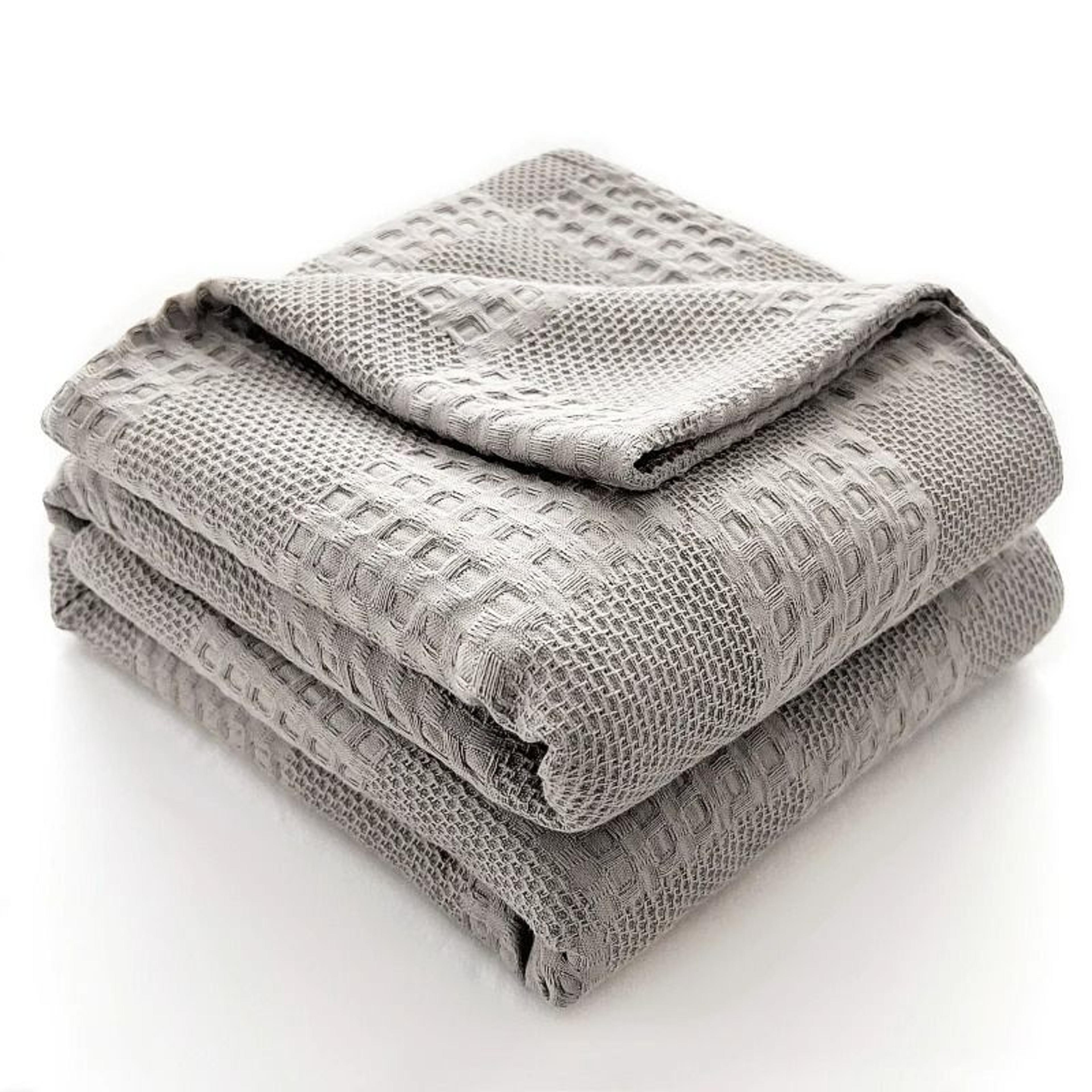 100 Cotton Waffle Weave Throw Blanket Soft Breathable Plaid Blanket For Sofa  Bed 9