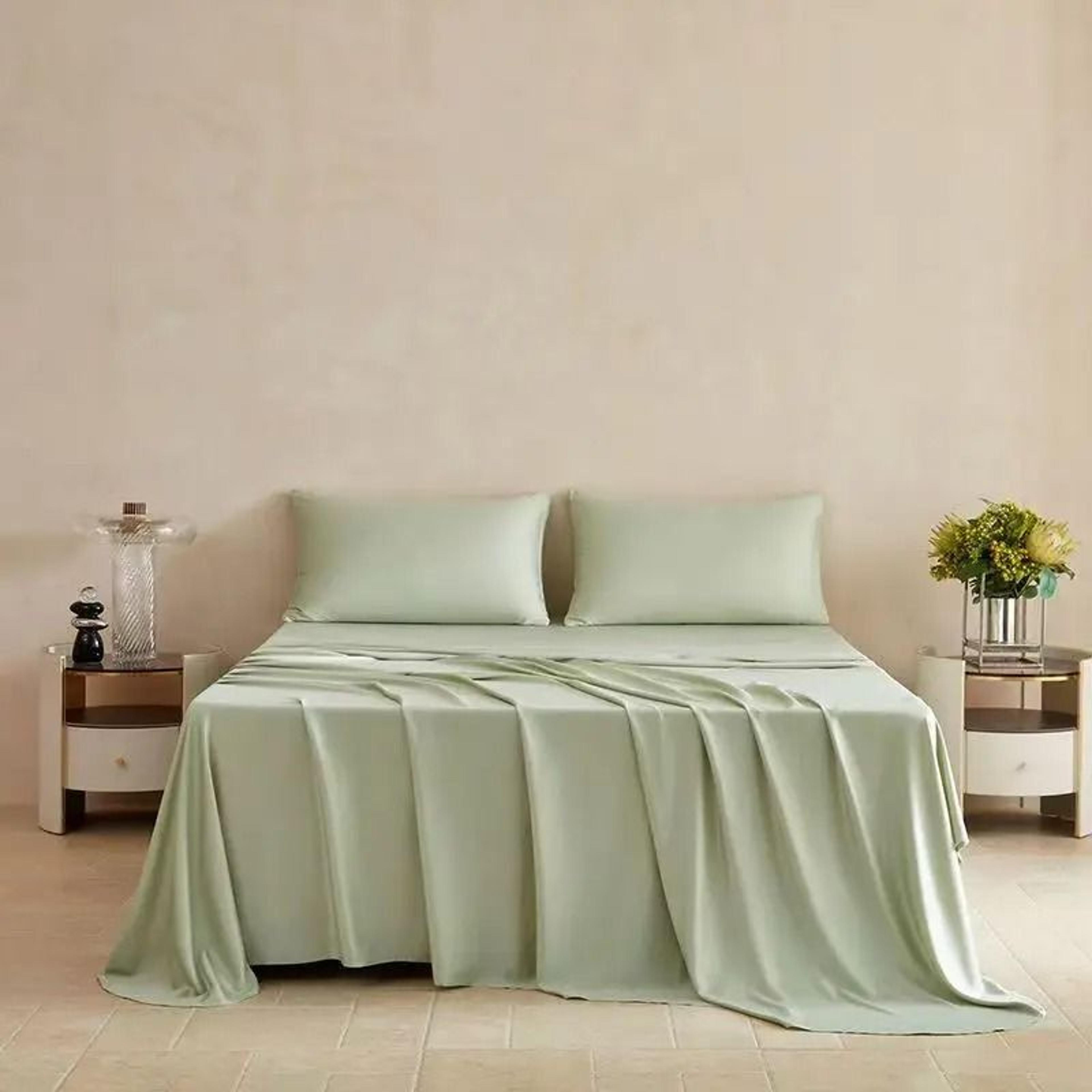 100% bamboo fiber flat bedsheet (cooling antibacterial summer bed linen for twin, queen, king beds)