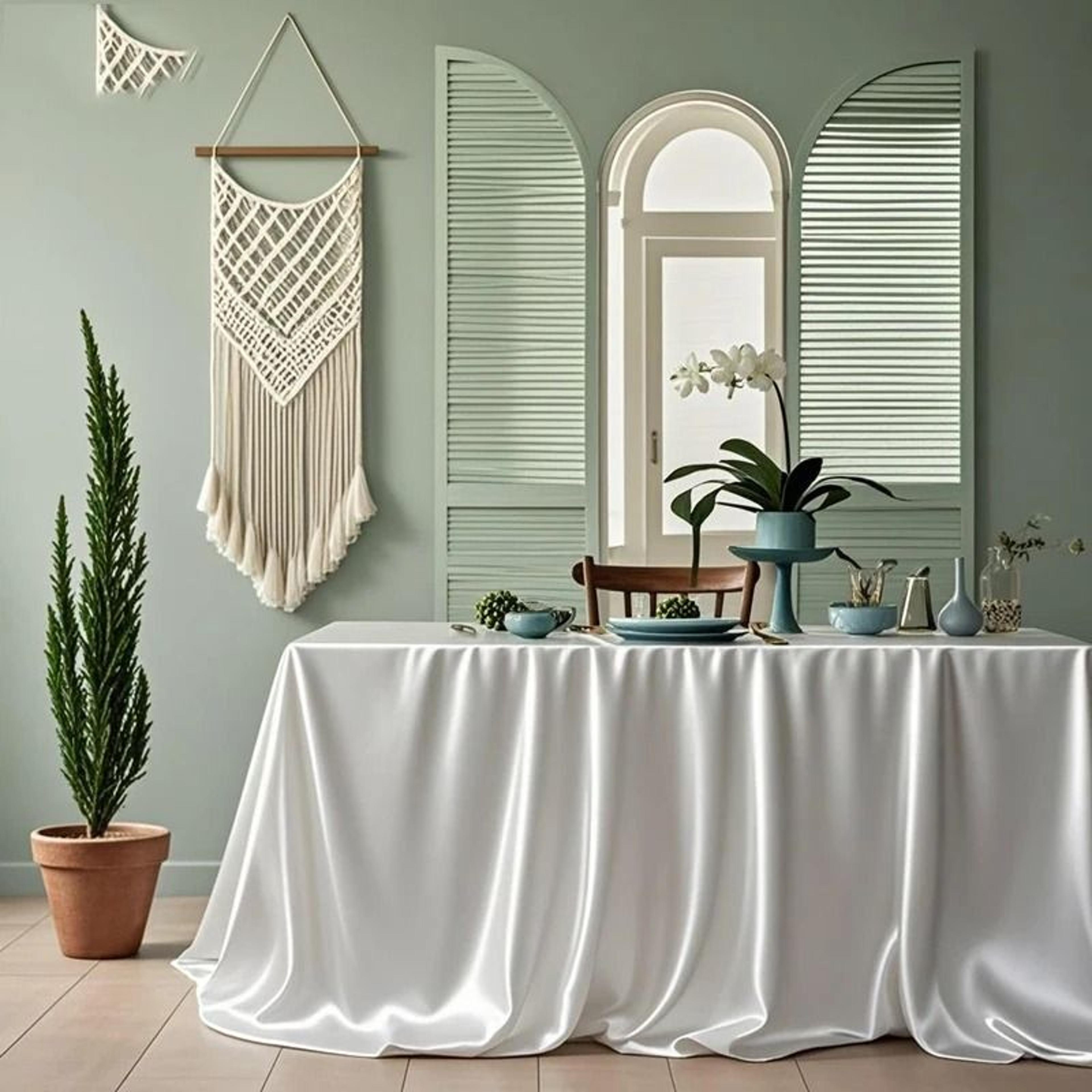 Silky Soft Satin Rectangle Tablecloth Lustrous Decorative Table Cover For Weddings Banquets  Partie 2