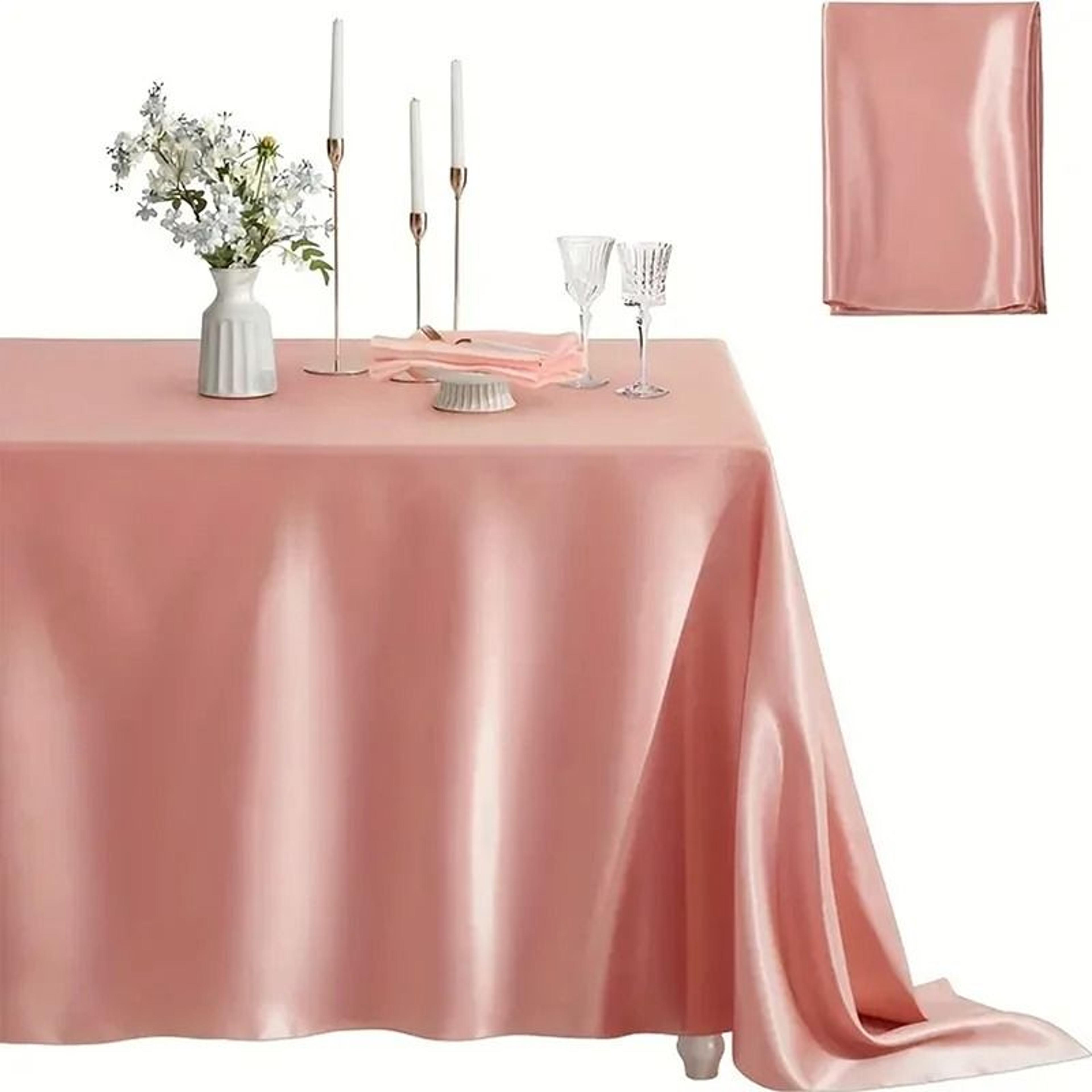 Silky Soft Satin Rectangle Tablecloth Lustrous Decorative Table Cover For Weddings Banquets  Partie 18