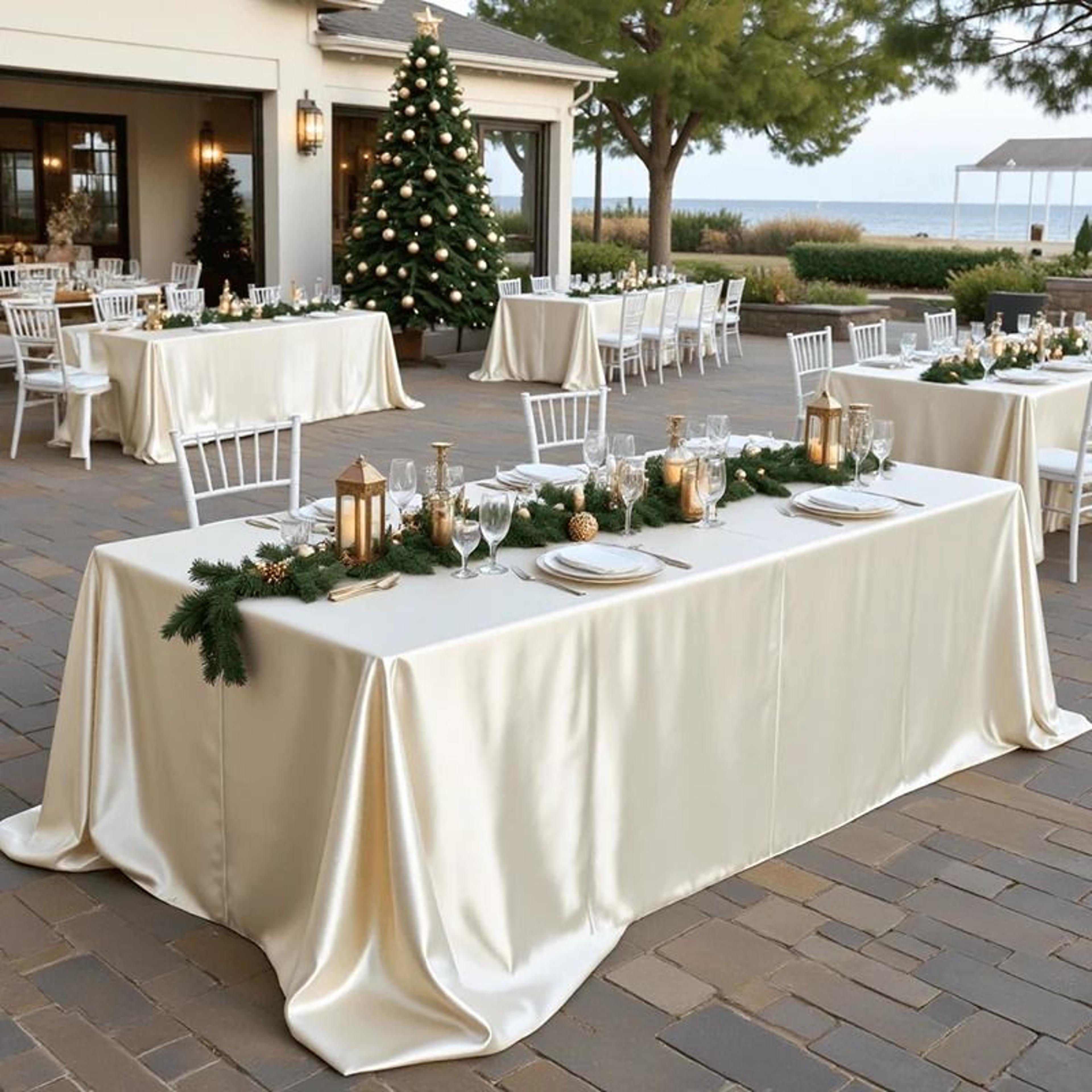 Silky Soft Satin Rectangle Tablecloth Lustrous Decorative Table Cover For Weddings Banquets  Partie 15