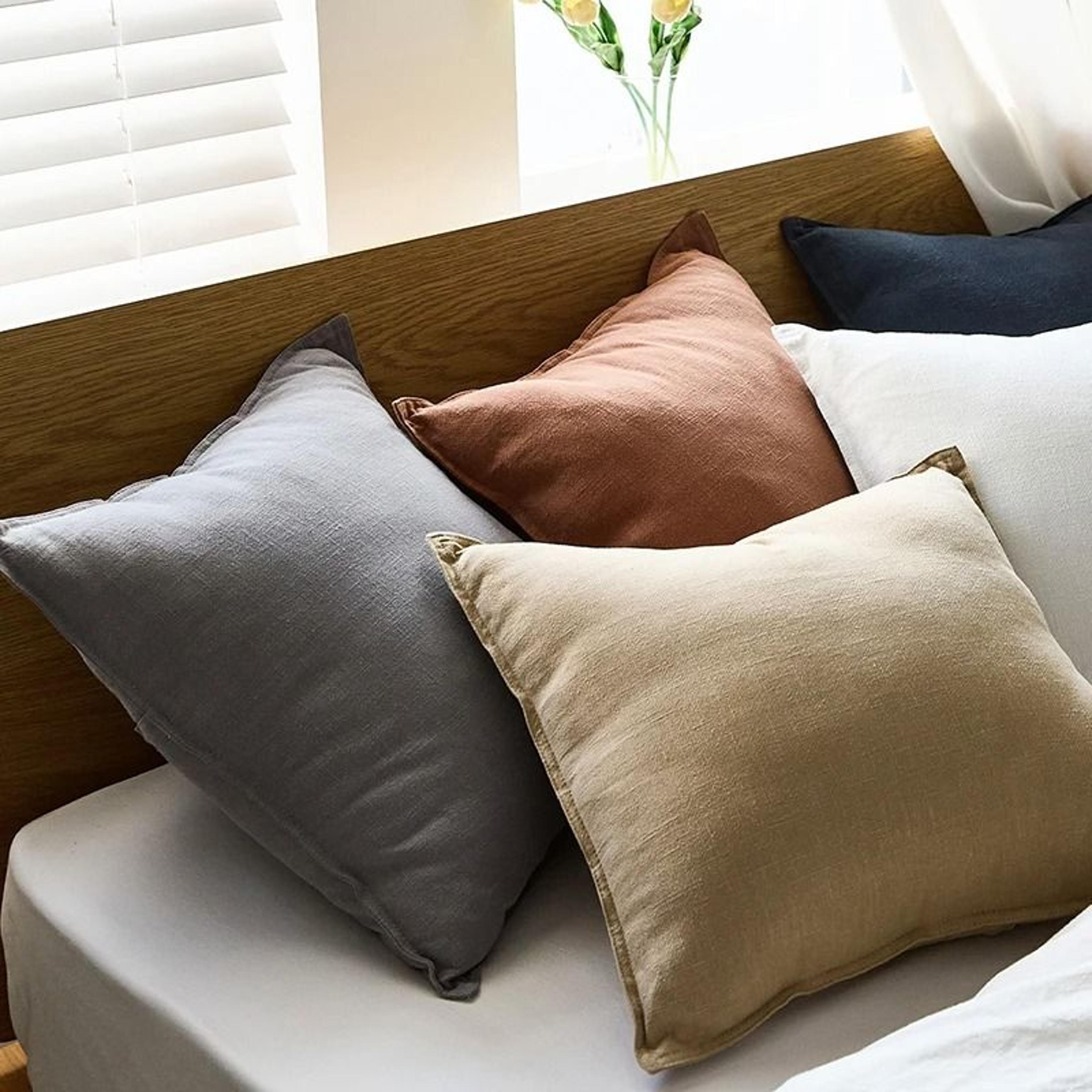 Solid Color Cotton Linen Throw Pillow Cover Washable Sofa Cushion Case For Living Room Bed  Chair D 4