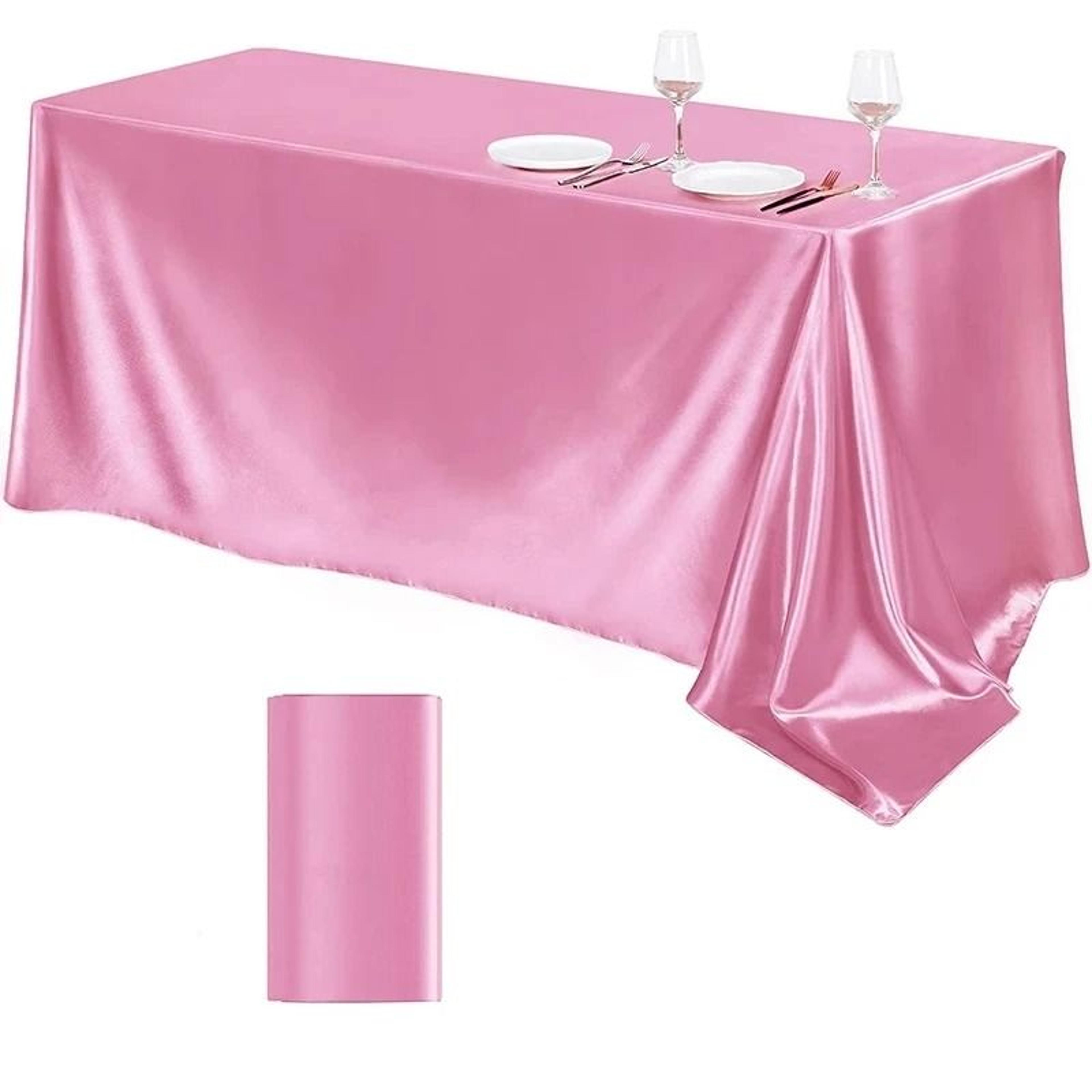 Silver Satin Rectangle Tablecloth Lustrous SilkSmooth Table Cover For Christmas Weddings  Party Ban 9