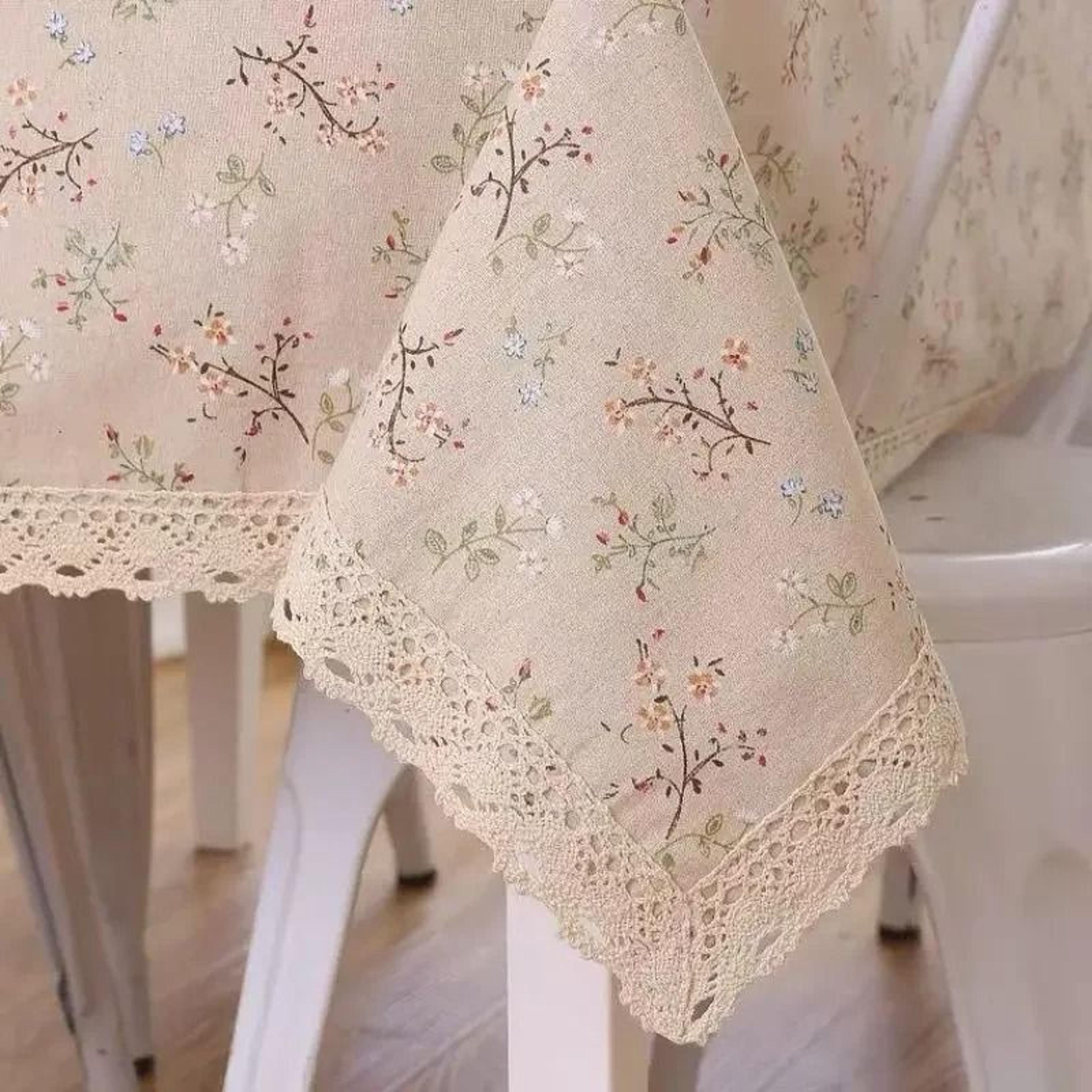 Classic White Lace Rectangle Tablecloth DustProof Decorative Table Cover For Kitchen Living Room  P 6