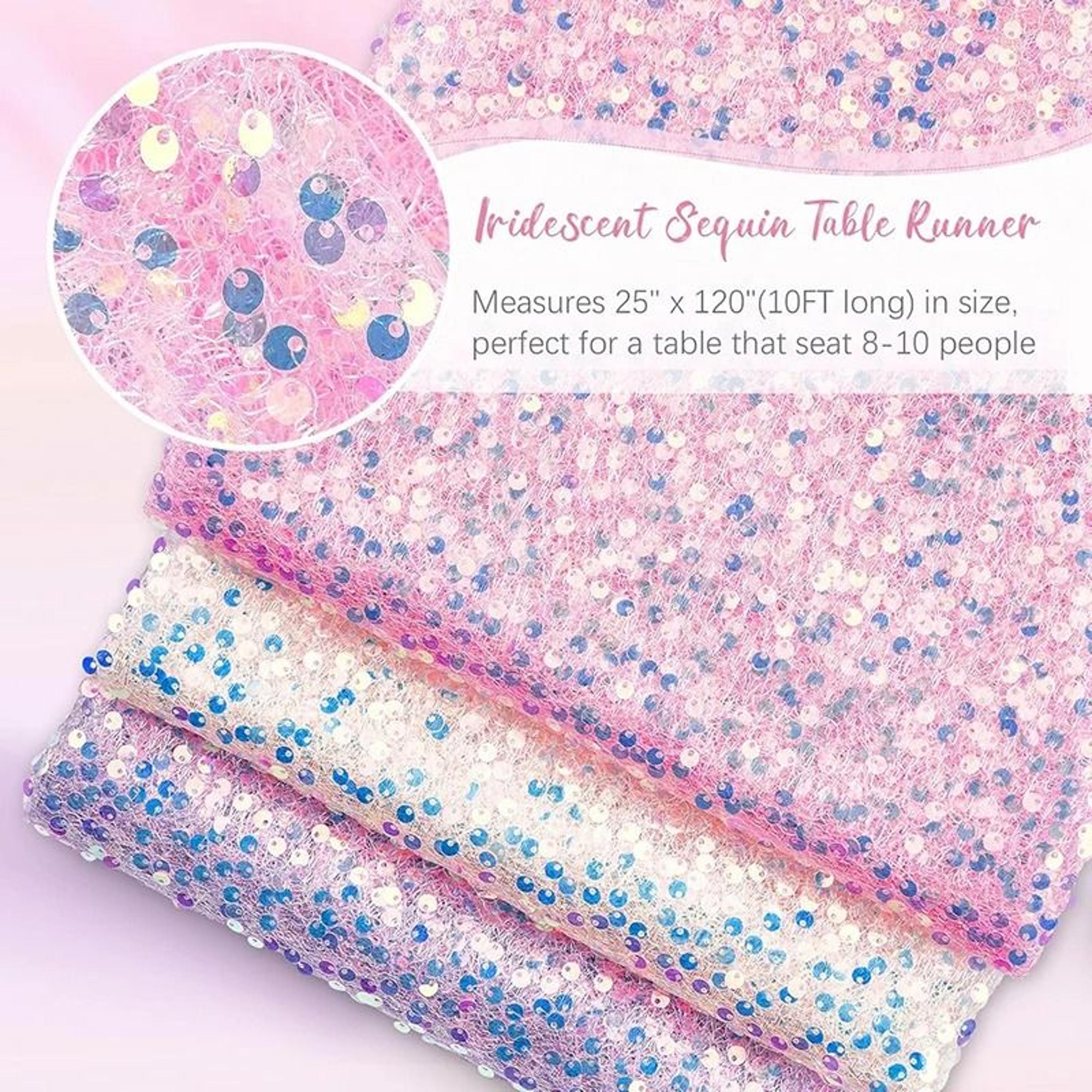 Iridescent Sequin Table Runner Sparkly Mermaid Accent For Weddings  Parties 3