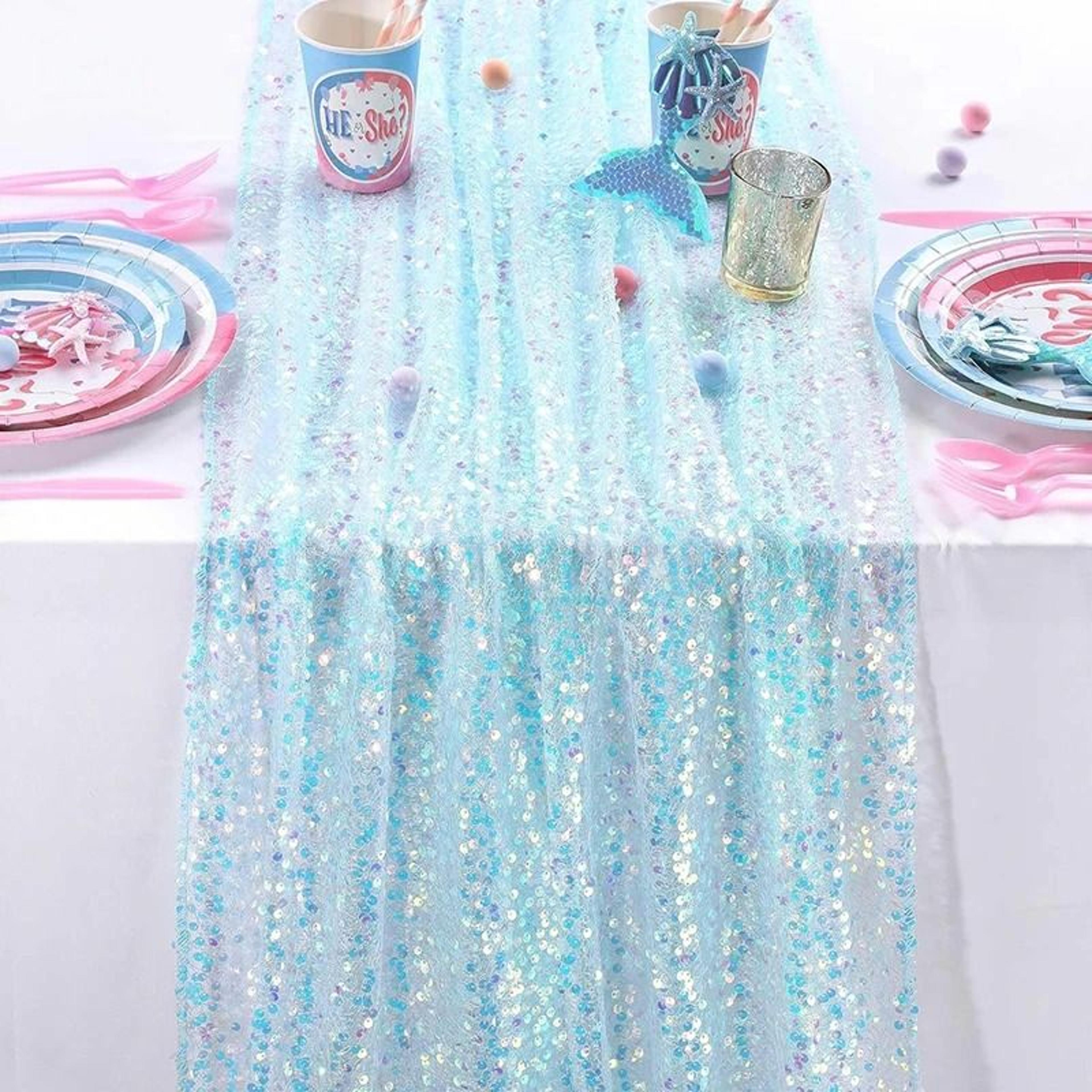 Iridescent Sequin Table Runner Sparkly Mermaid Accent For Weddings  Parties 8