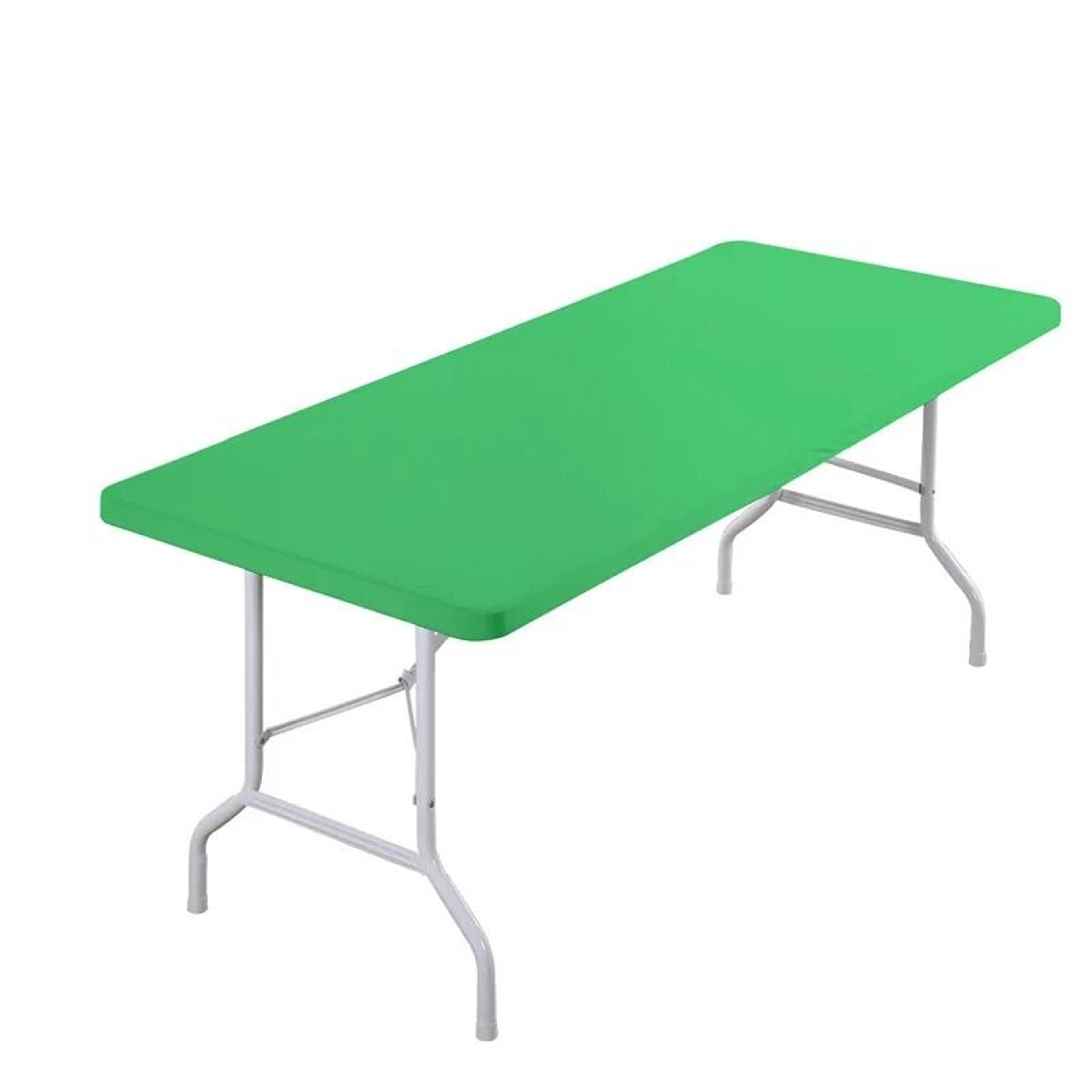 Fitted Elastic Spandex Stretch Tablecloth FormFitting White Cover For 6ft Rectangle  Round Tables 8