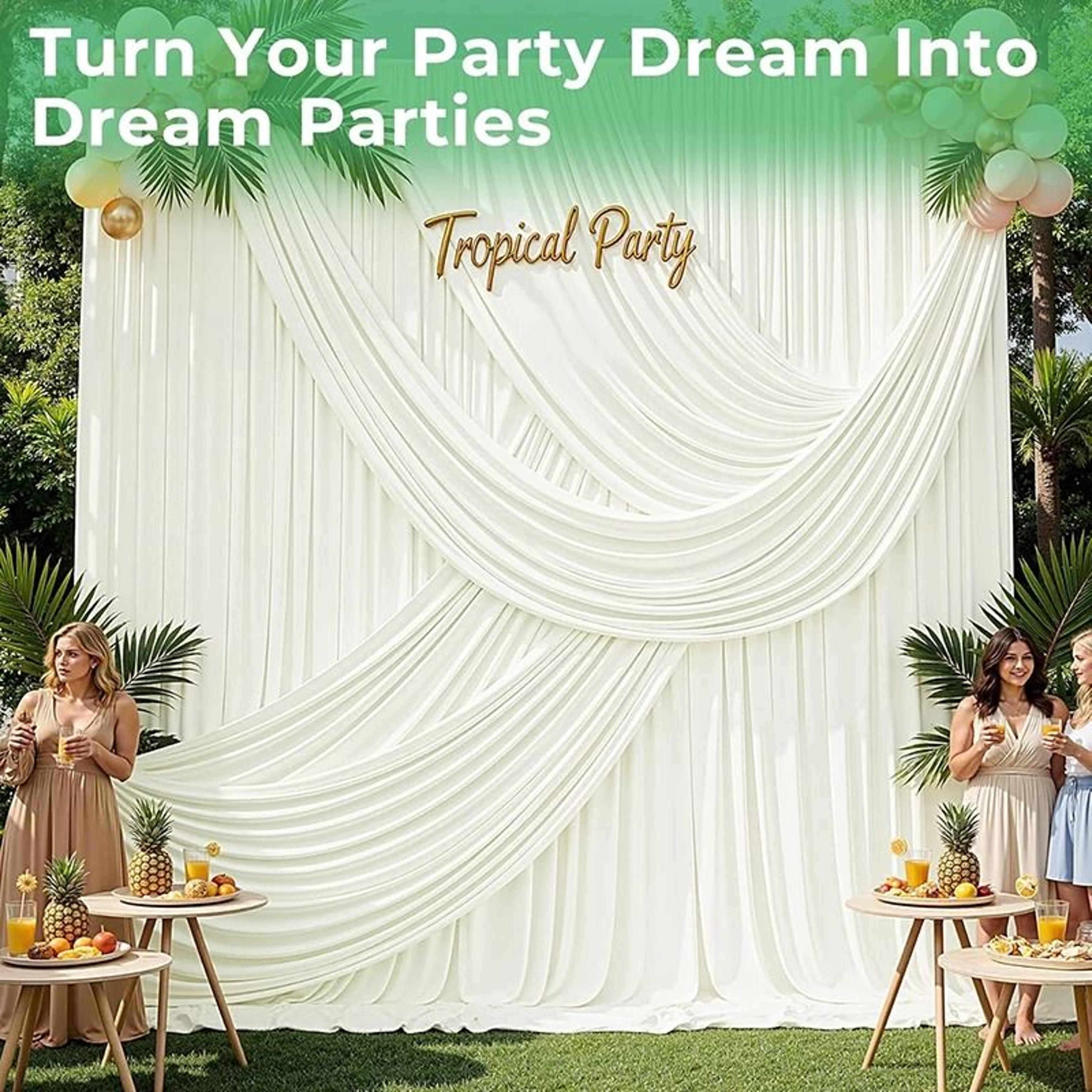 2 Panels Ivory White Backdrop Curtains WrinkleResistant Polyester Wedding Drapes For Photography  P 2
