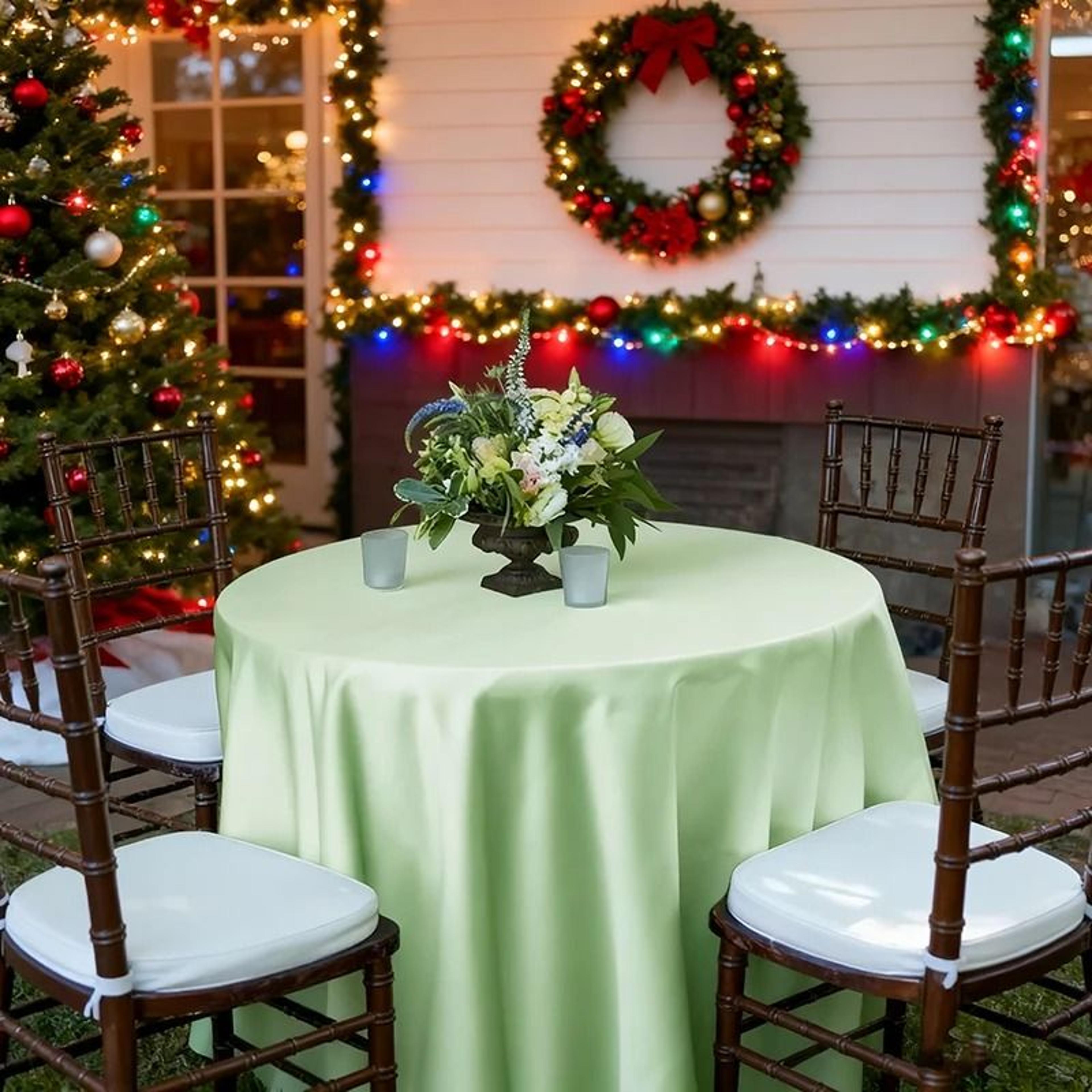 60 Inch Round Satin Tablecloth Silk Smooth Table Cover Overlay For Christmas Dining  Wedding Decor 2
