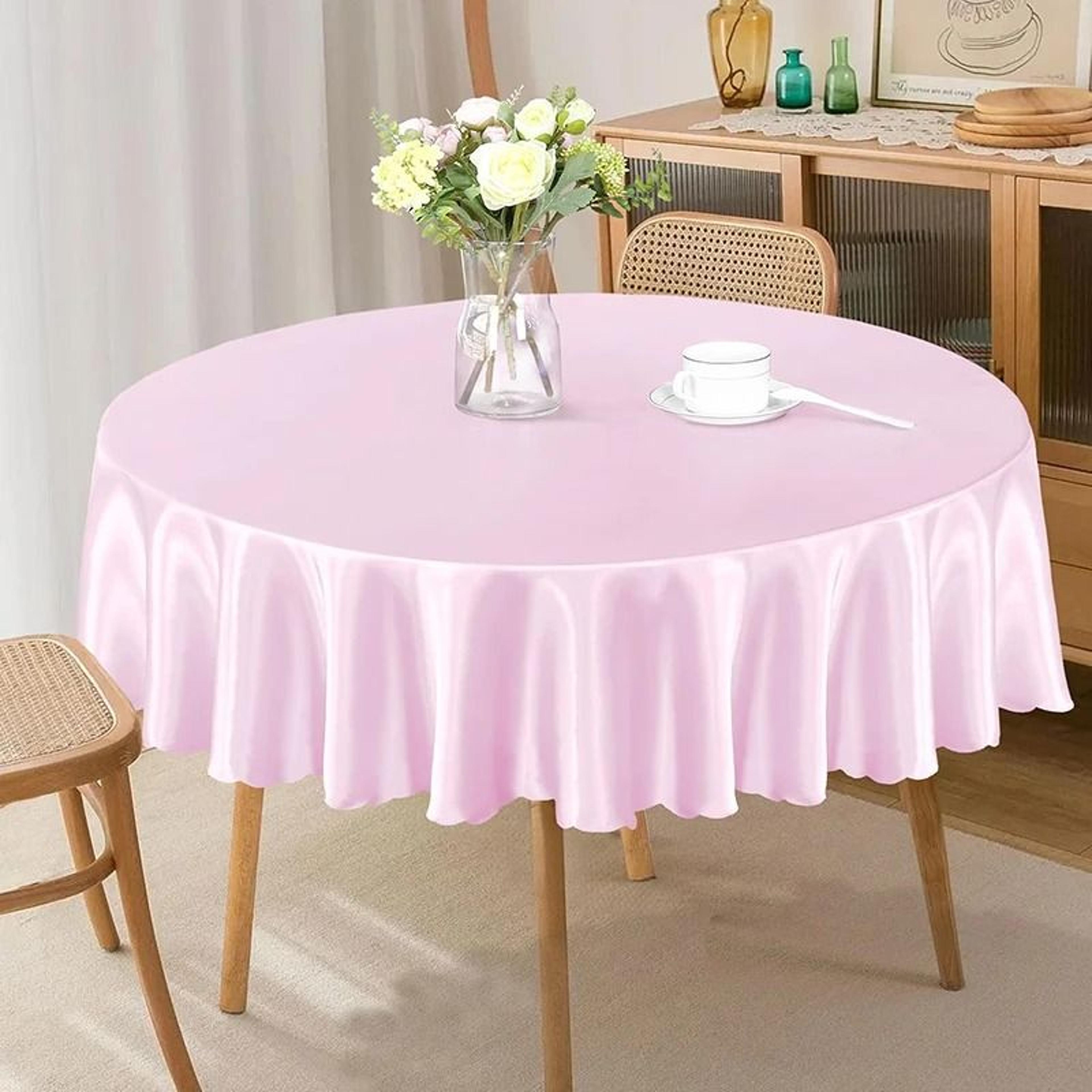 60 Inch Round Satin Tablecloth Silk Smooth Table Cover Overlay For Christmas Dining  Wedding Decor 18