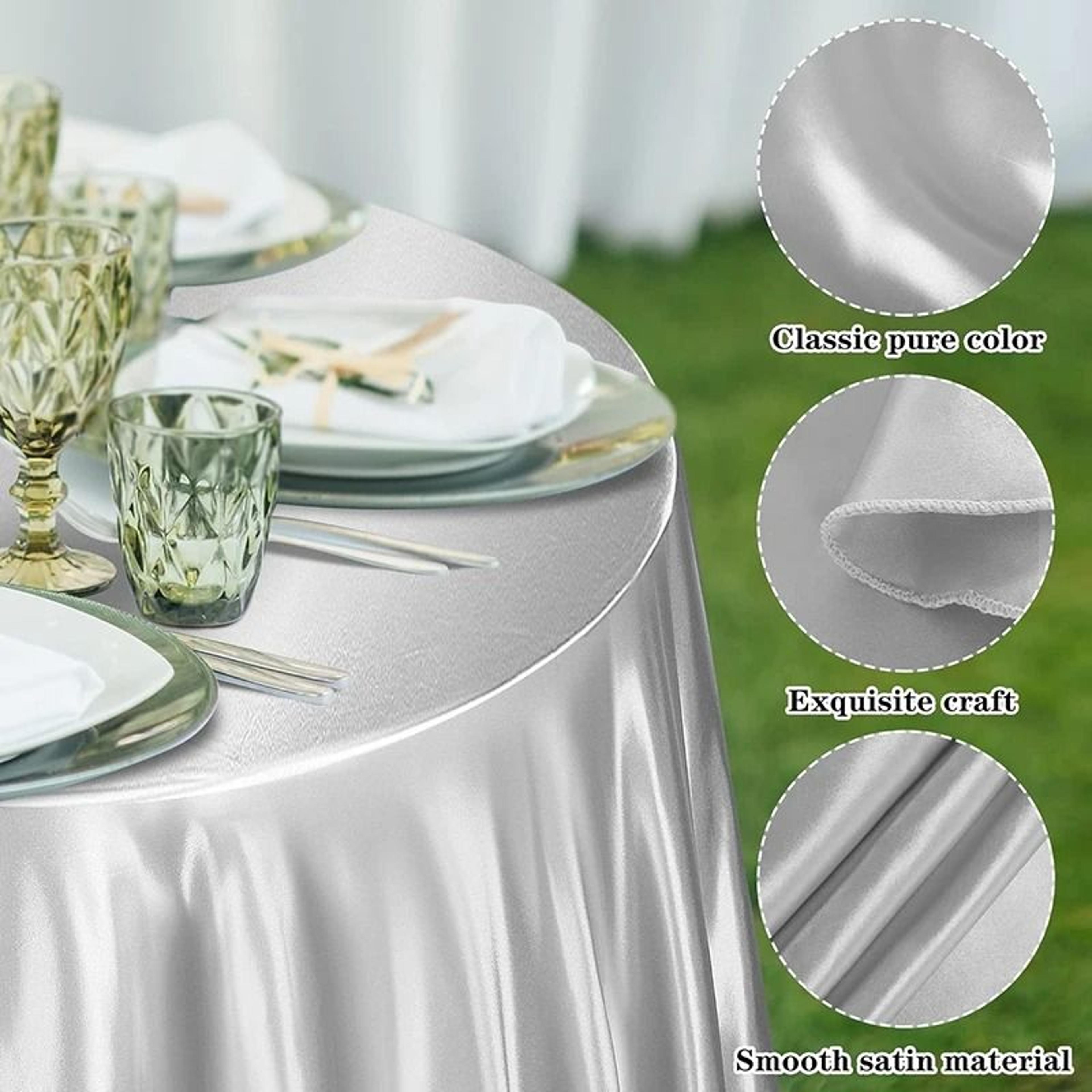 60 Inch Round Satin Tablecloth Silk Smooth Table Cover Overlay For Christmas Dining  Wedding Decor 14
