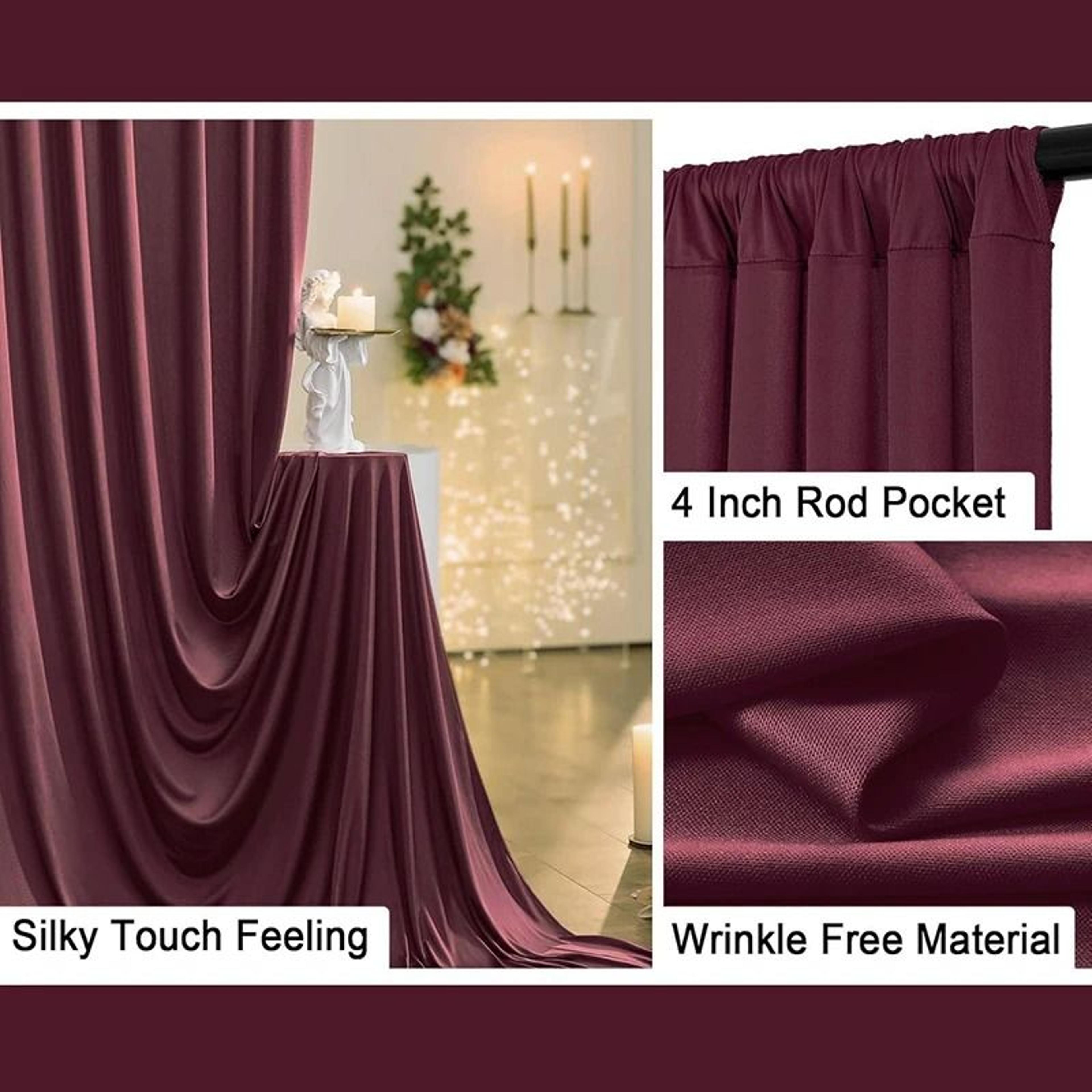 Burgundy Backdrop Curtains Wrinkle Free Drapes Polyester Background For Wedding Baby Shower  Birthd 3