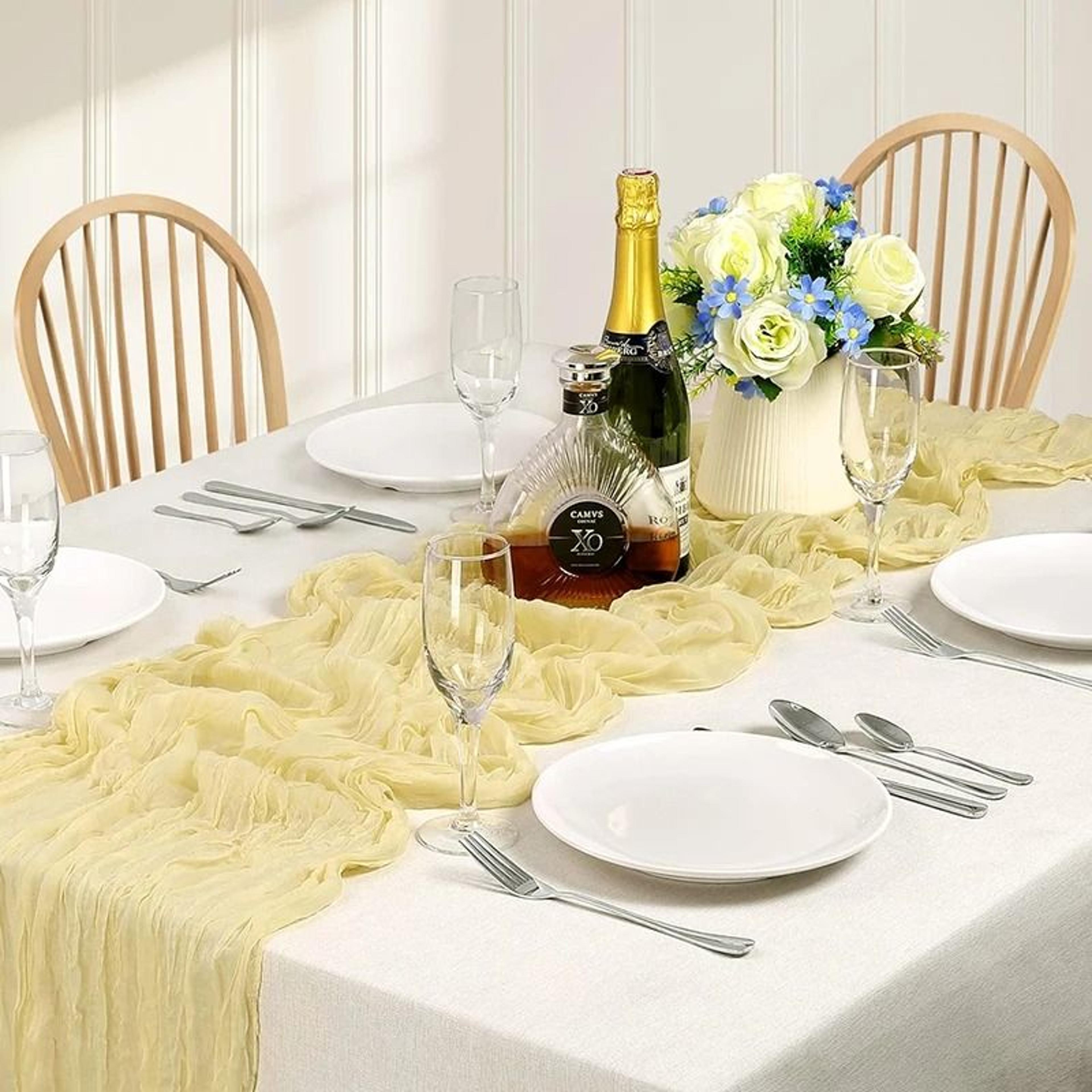 Beige Gauze Cheesecloth Table Runner Rustic Sheer Boho Decor For Wedding Baby Shower  Birthday Part 18