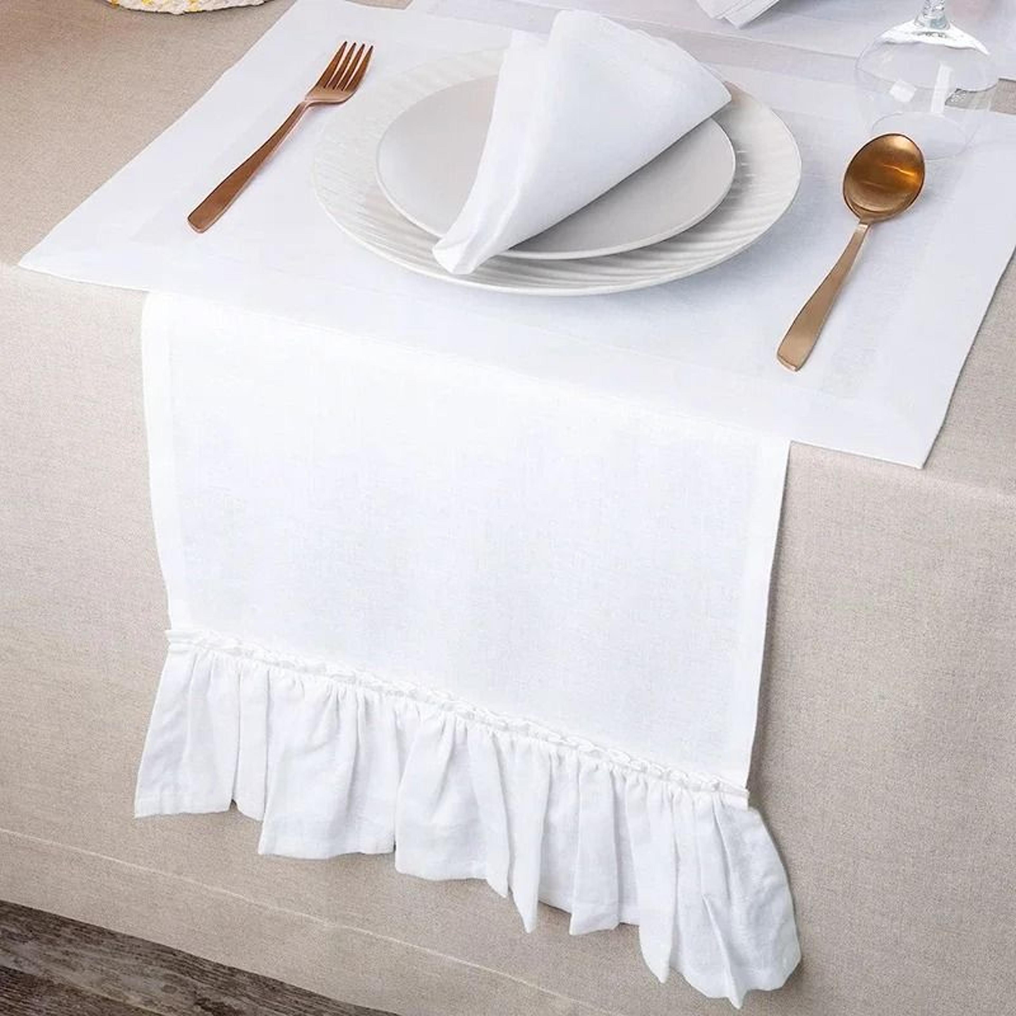 100 Cotton White Ruffle Table Runner Rustic Cottagecore Decor For Wedding Baby Shower  Kitchen 2