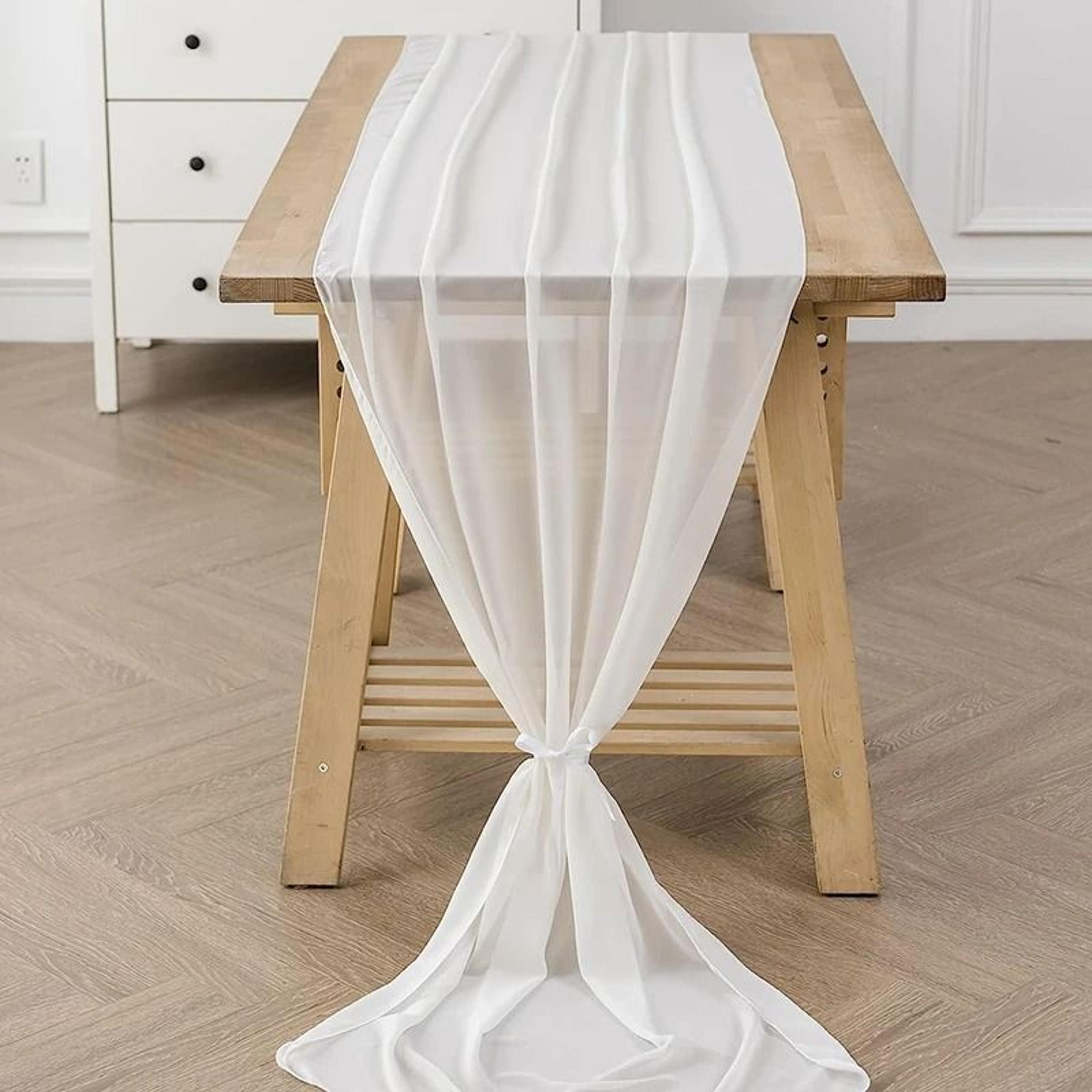 White Chiffon Sheer Table Runner Ethereal Romantic Drape For Wedding Baby Shower  Party Decor 4