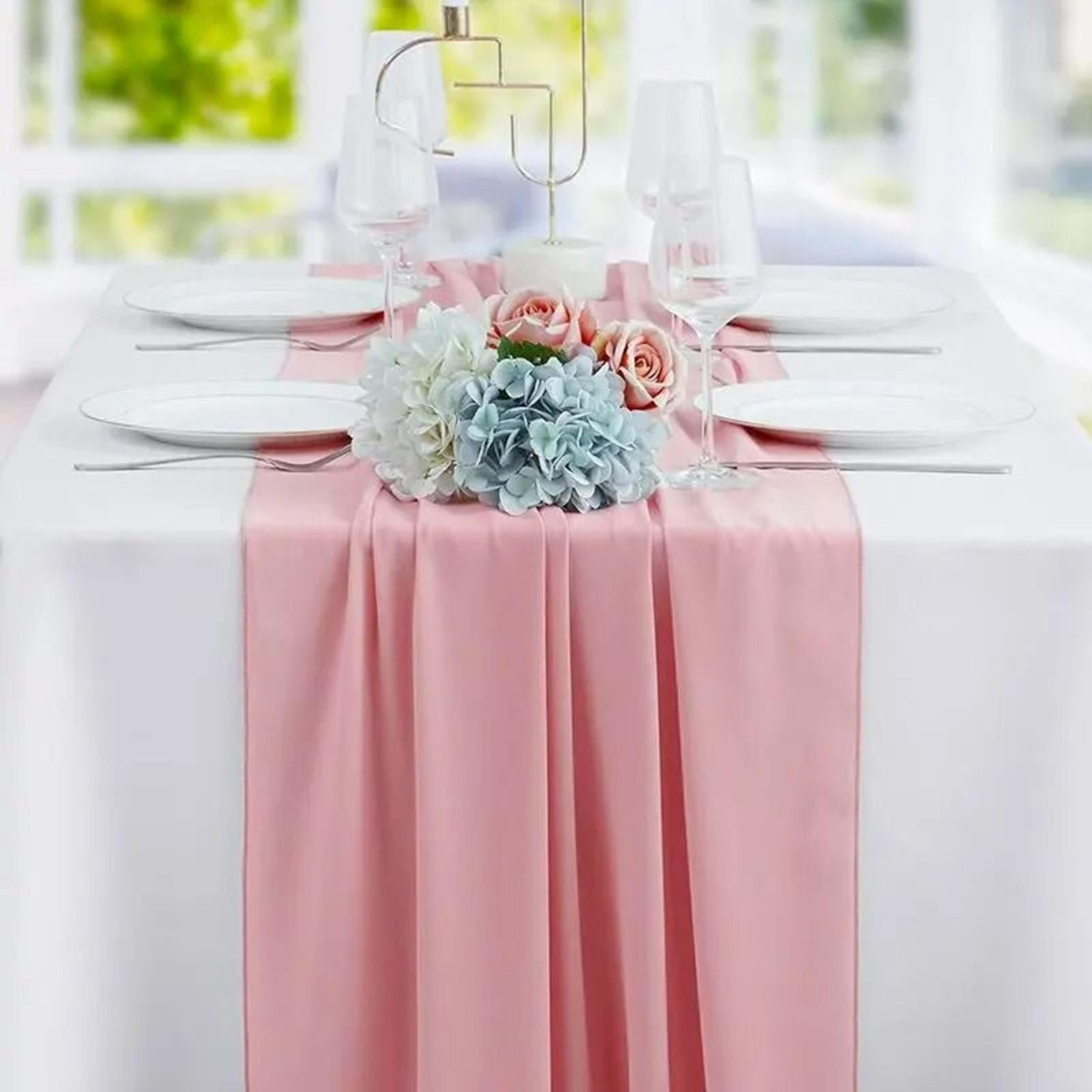 White Chiffon Sheer Table Runner Ethereal Romantic Drape For Wedding Baby Shower  Party Decor 8