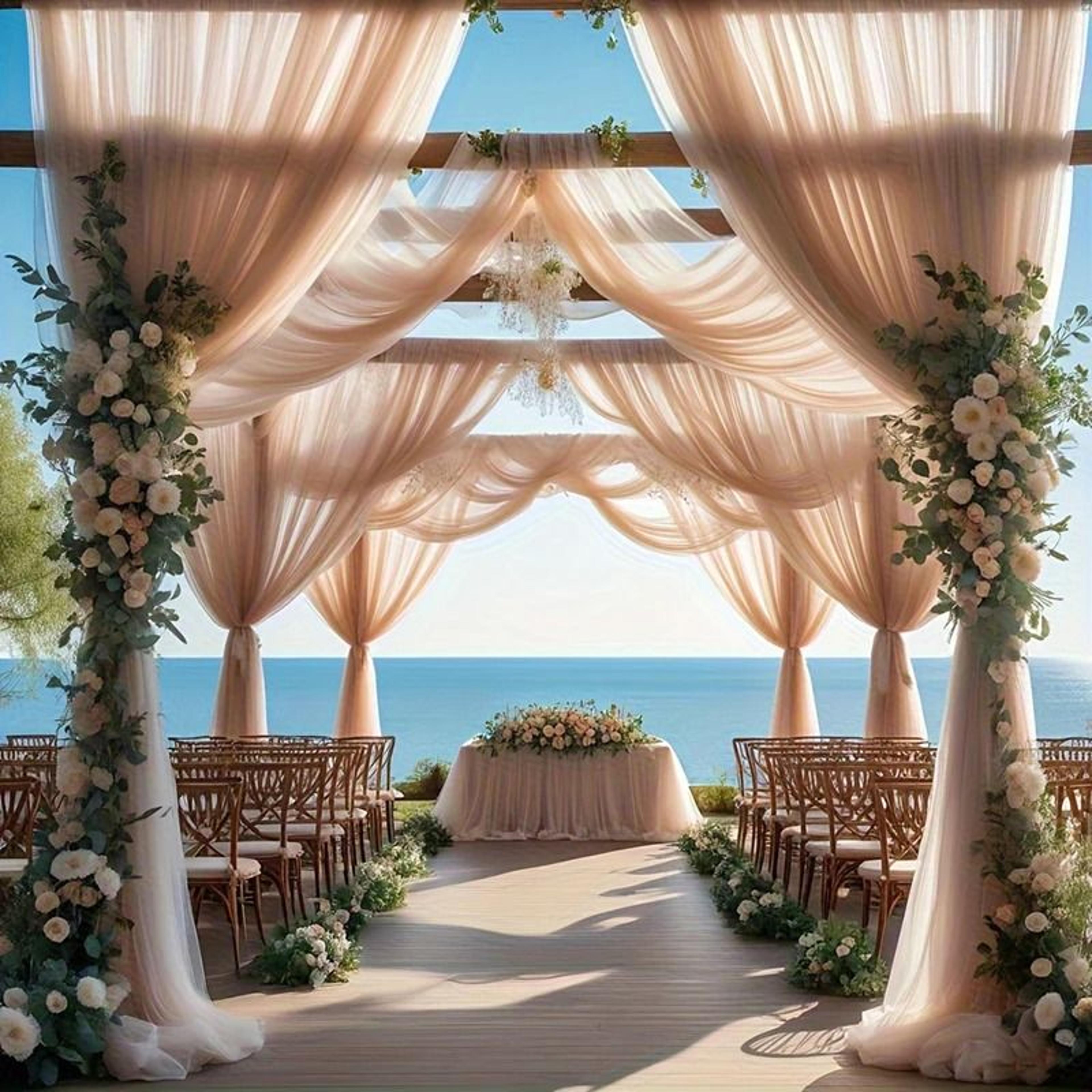 organza tulle sheer voile fabric by the meter (63-inch wide sheer draping material for weddings & diy crafting)