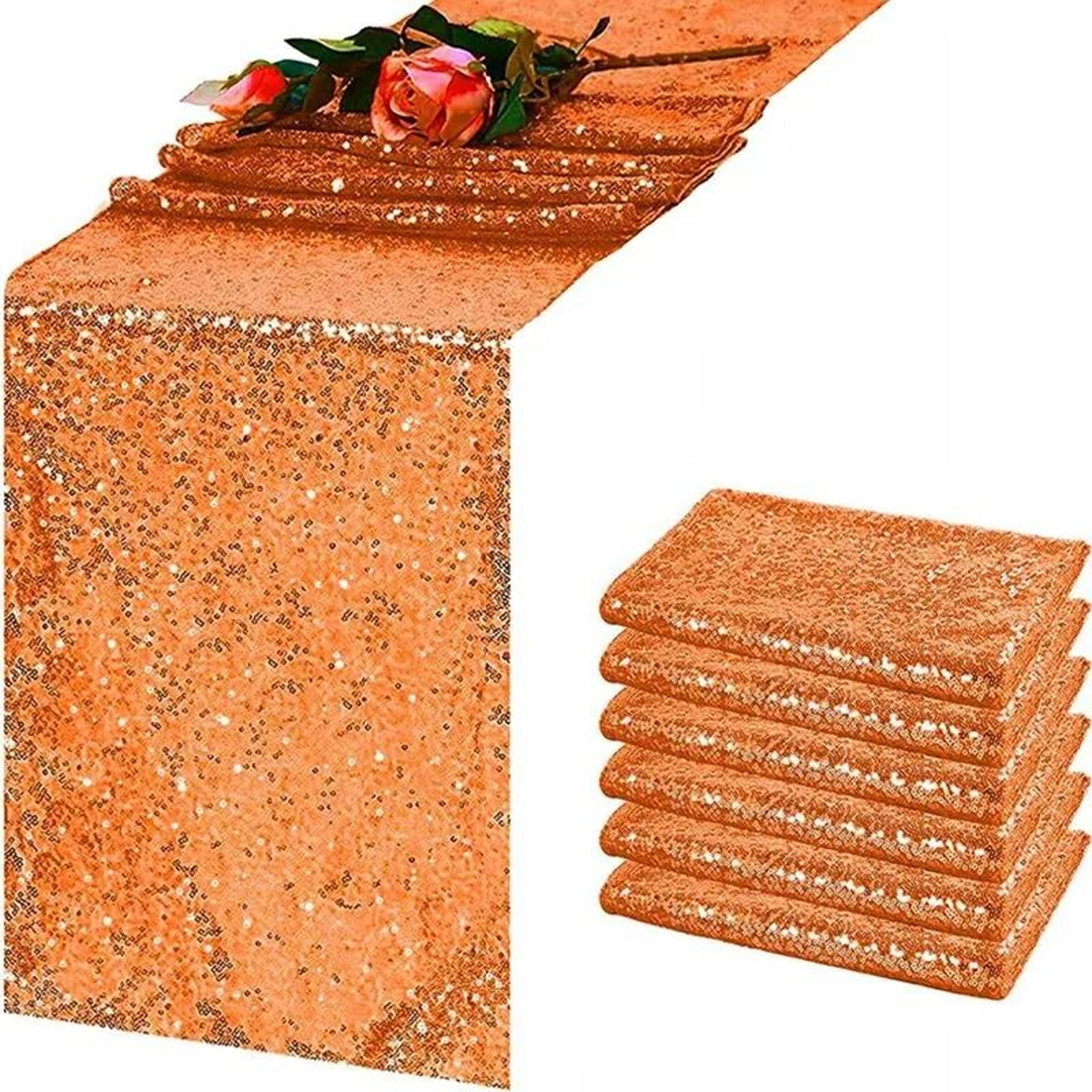 6Pcs Sequin Table Runner Set Glitter Silver Table Cover Accent For Birthday Wedding  Party Decor 10