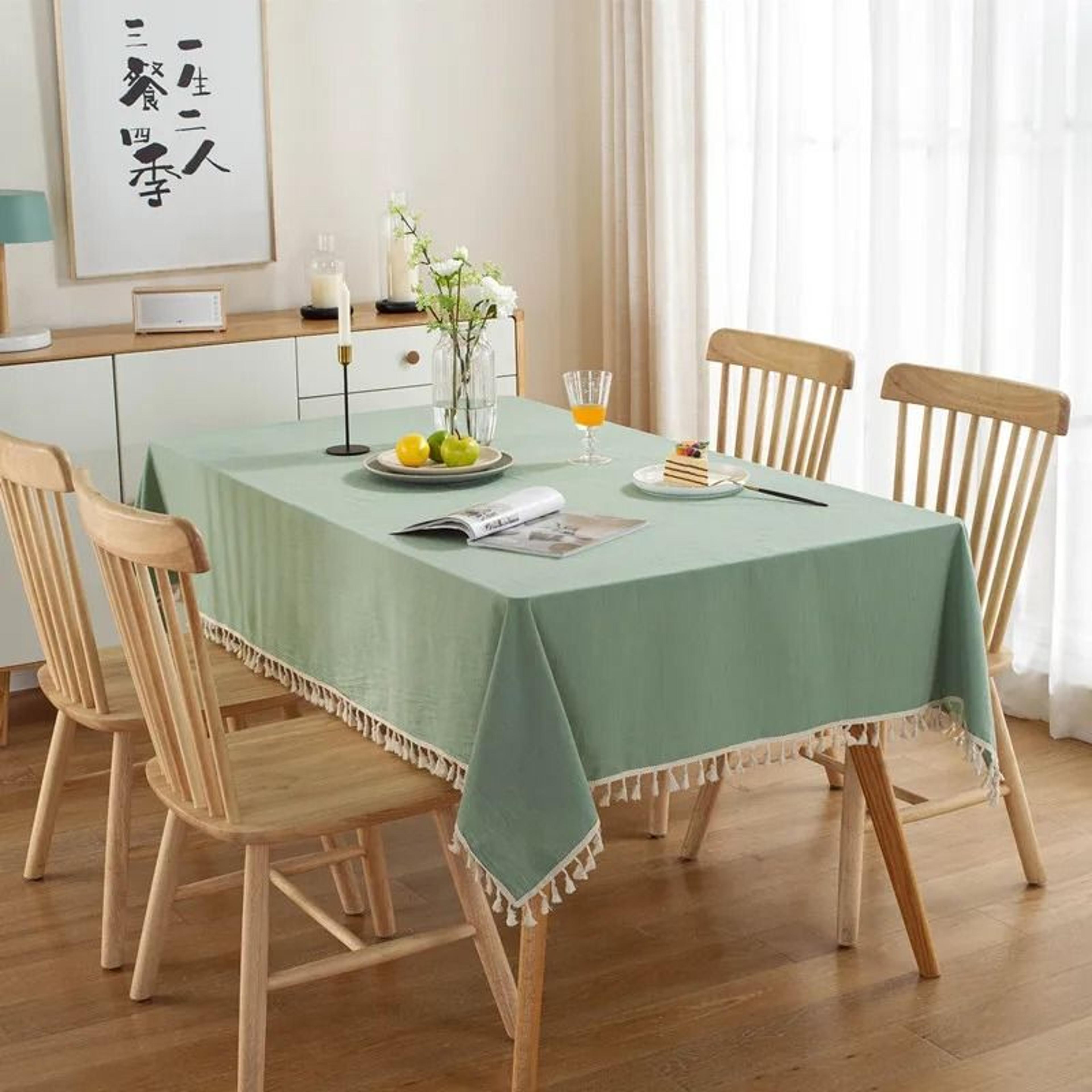 Farmhouse Cotton Tablecloth With Pompom Tassels Square Washable Cover For Kitchen  Dinning 13