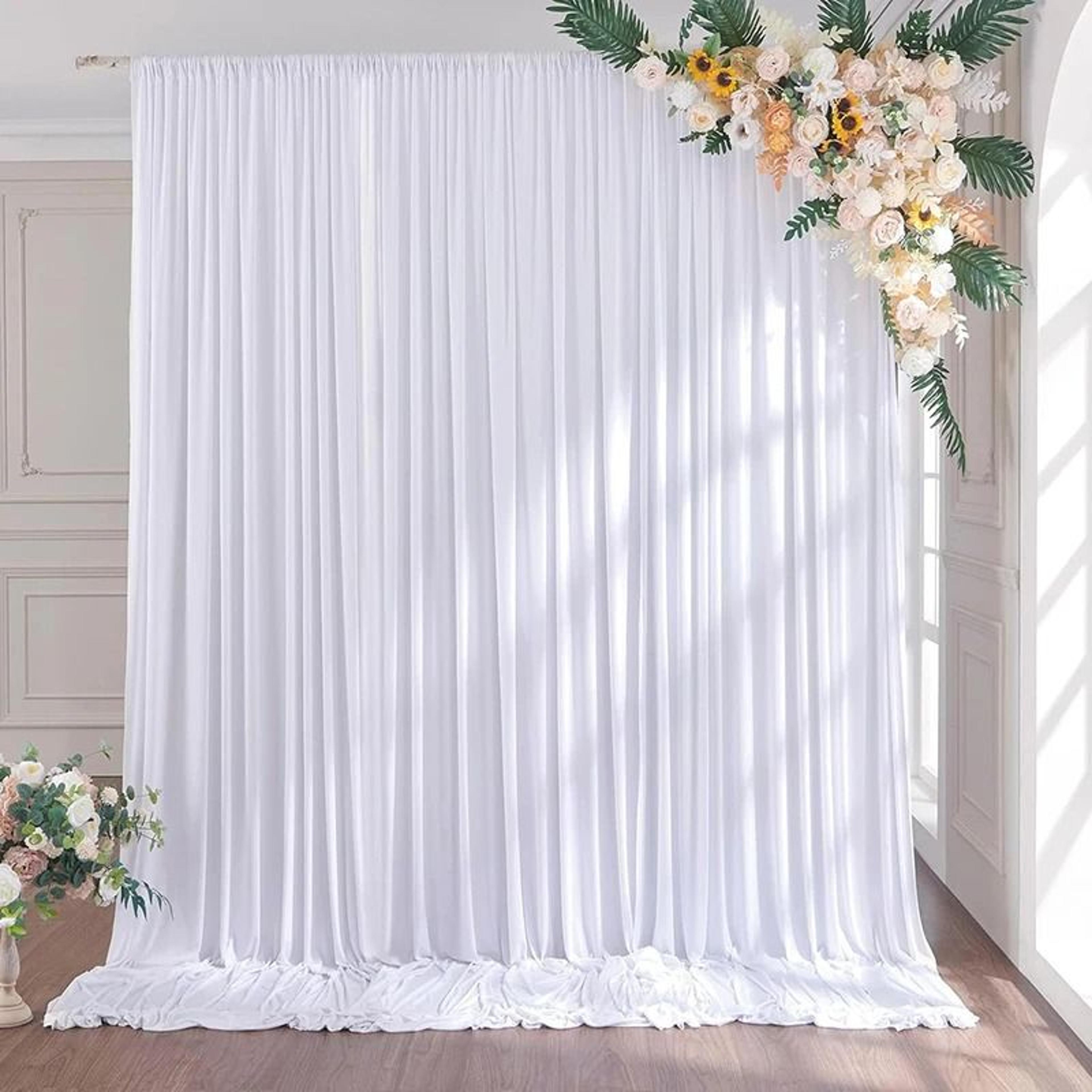 White Polyester Backdrop Curtain Panel Drape For Wedding Photo Studio  Blackout Window Use 6
