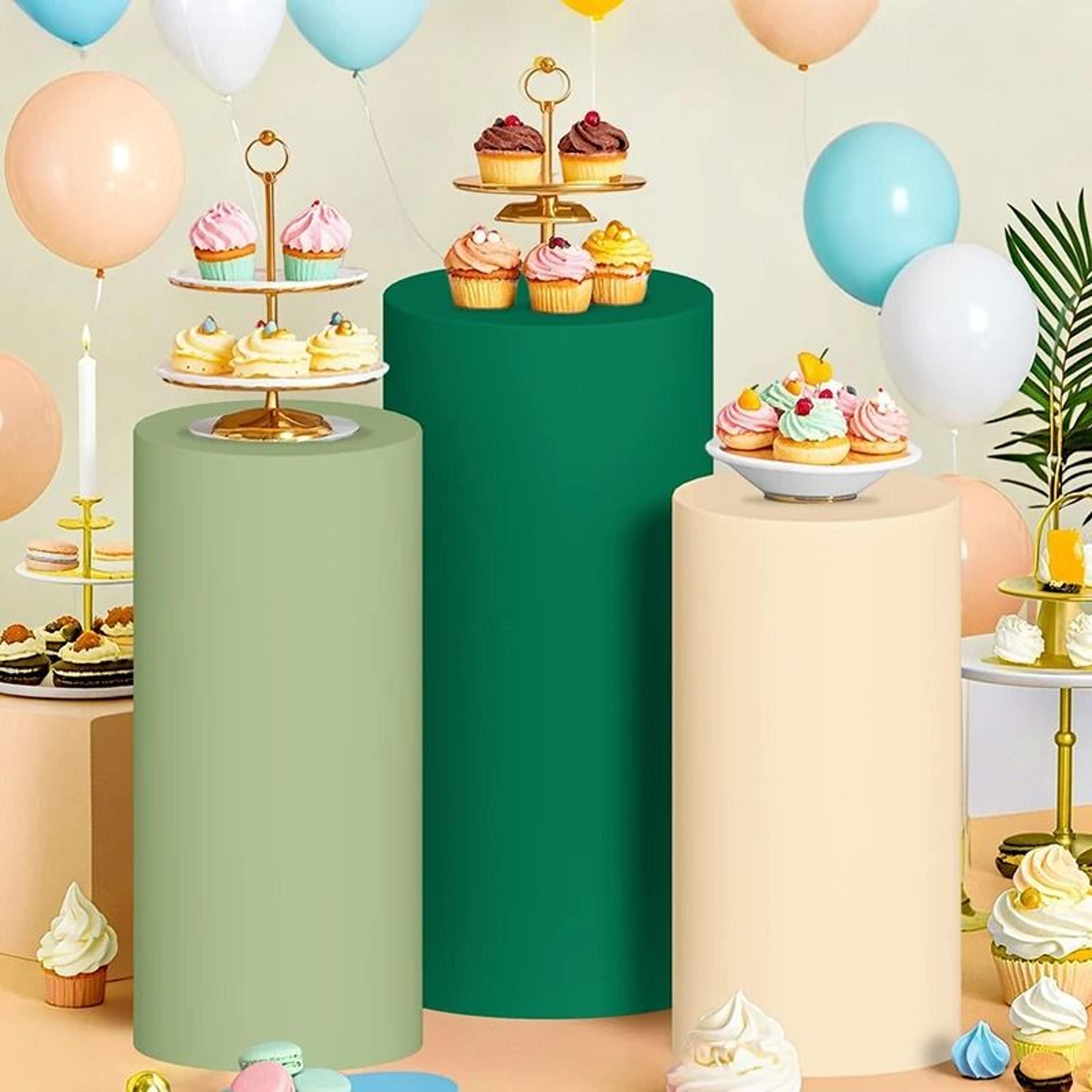 spandex cylinder pedestal stand covers (elastic round plinth pillar covers for weddings & parties)
