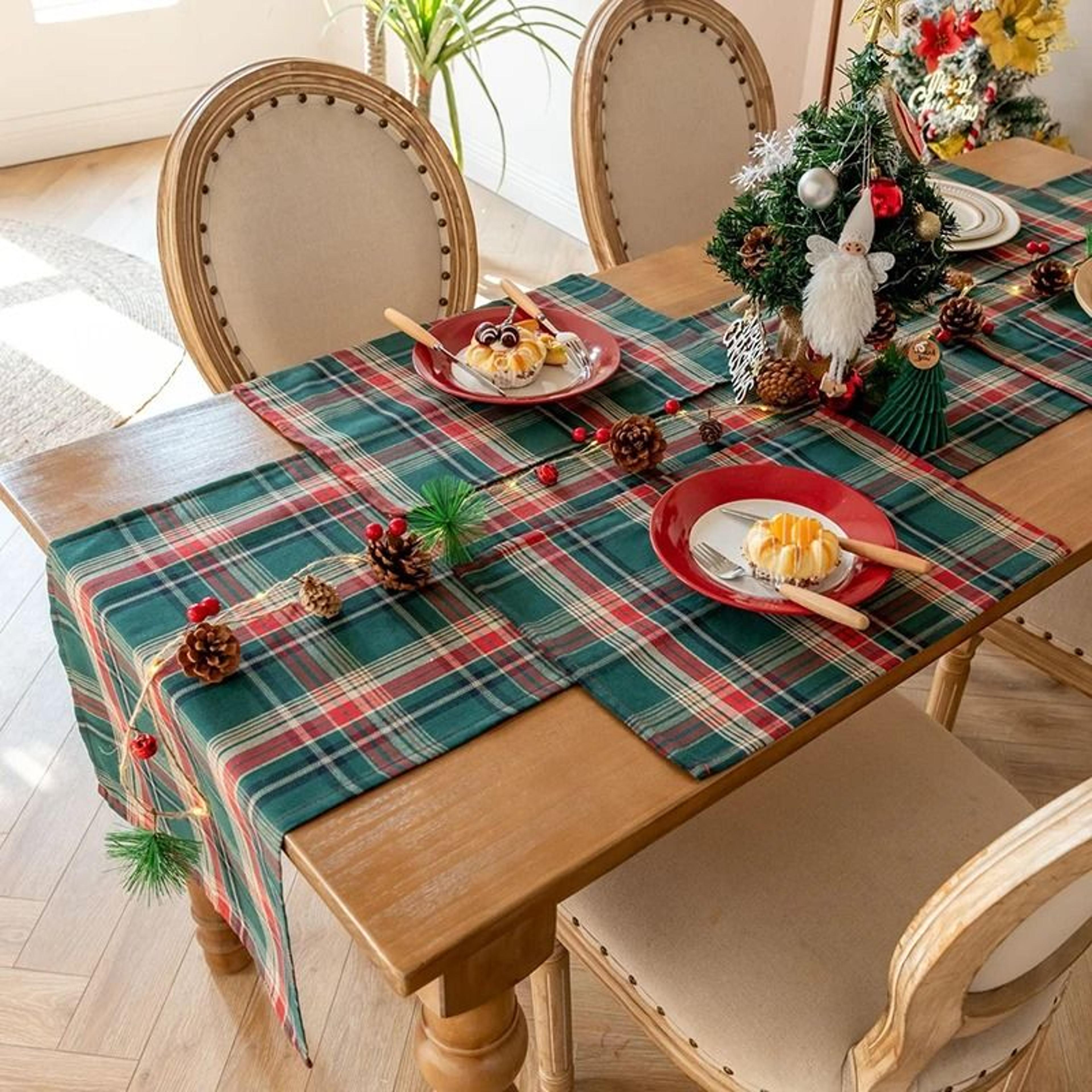 Christmas Buffalo Check Cotton Placemats Set Of 4 Reusable Xmas Dinner Mats For Kitchen 3