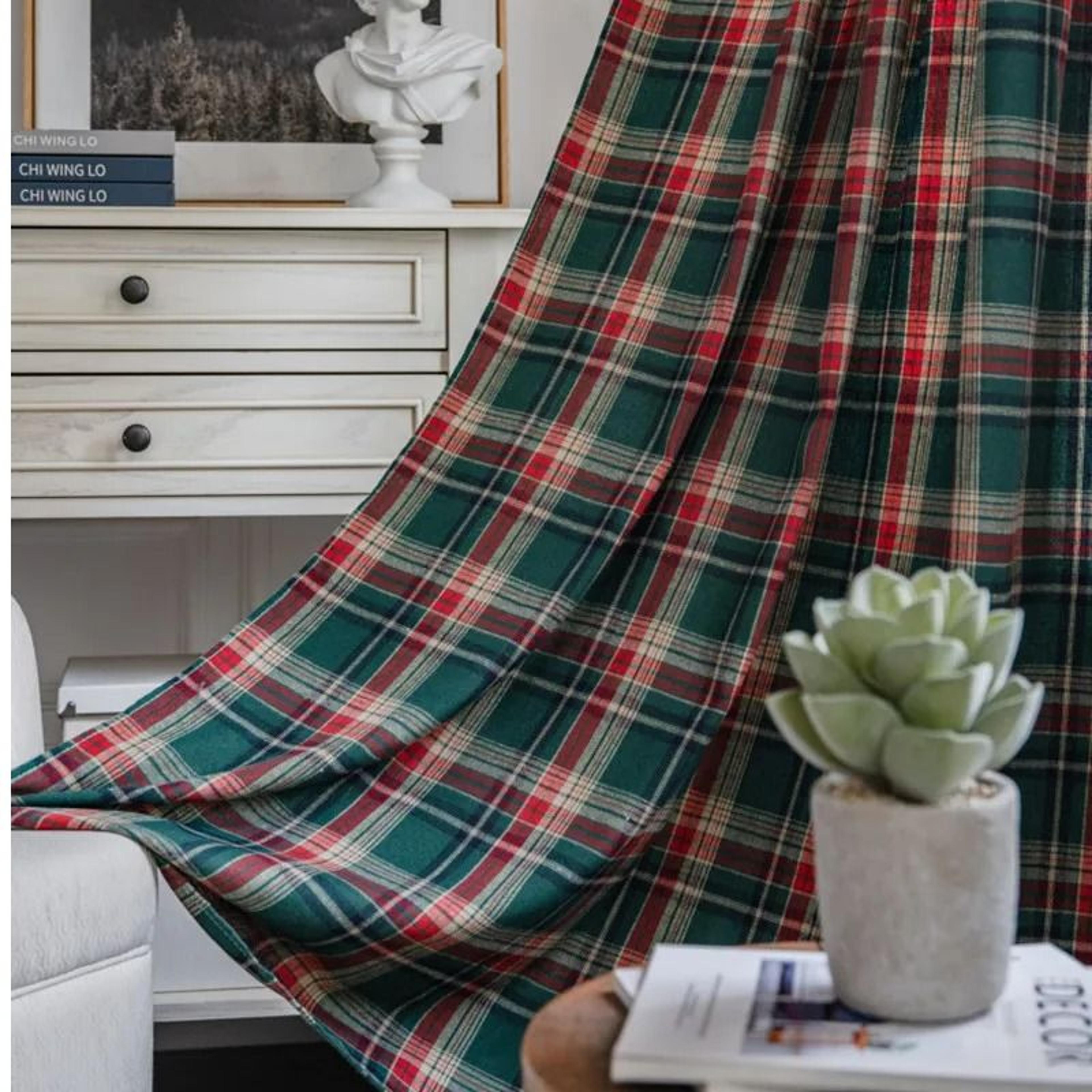 1 Panel Buffalo Check Black  Red Plaid Blackout Curtain Farmhouse Christmas Window Drapery 9