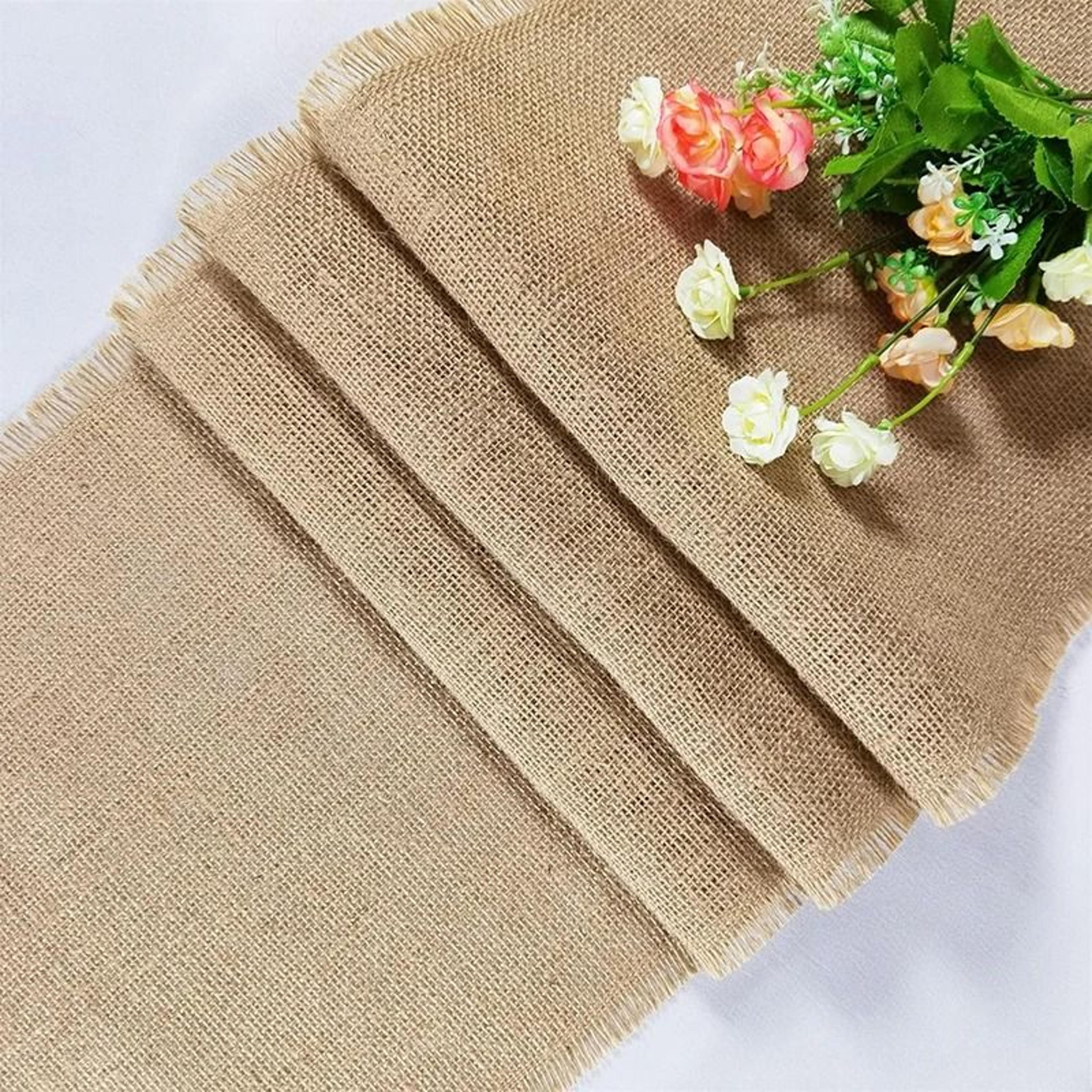 Natural Burlap Jute Fabric Table Runner  Aisle Runner Farmhouse Decor For Weddings  Gardens 11
