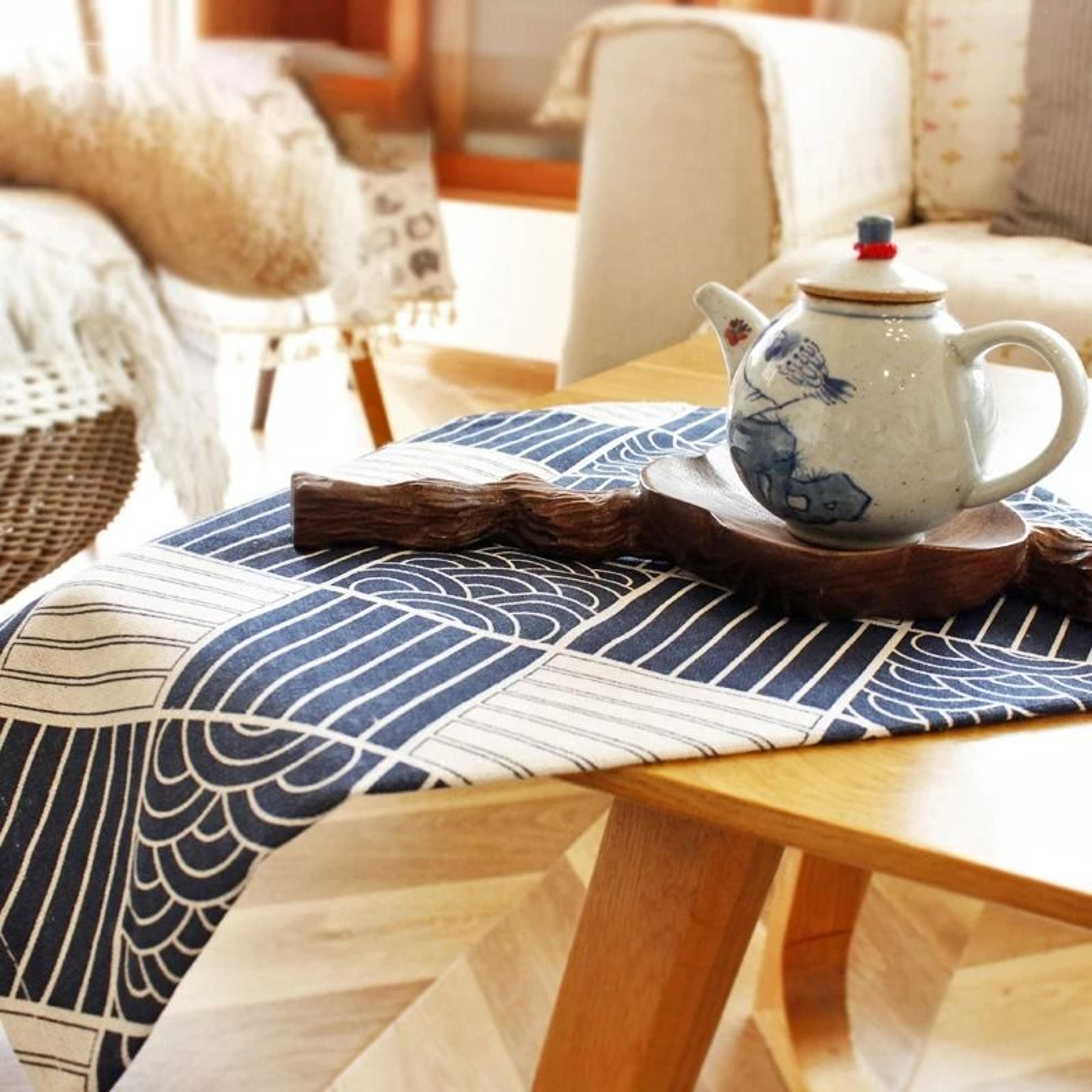 Deep Blue Ocean Waves Rectangular Placemats Set Of 4 Japanese Seigaiha Pattern Dining Table Mats 1