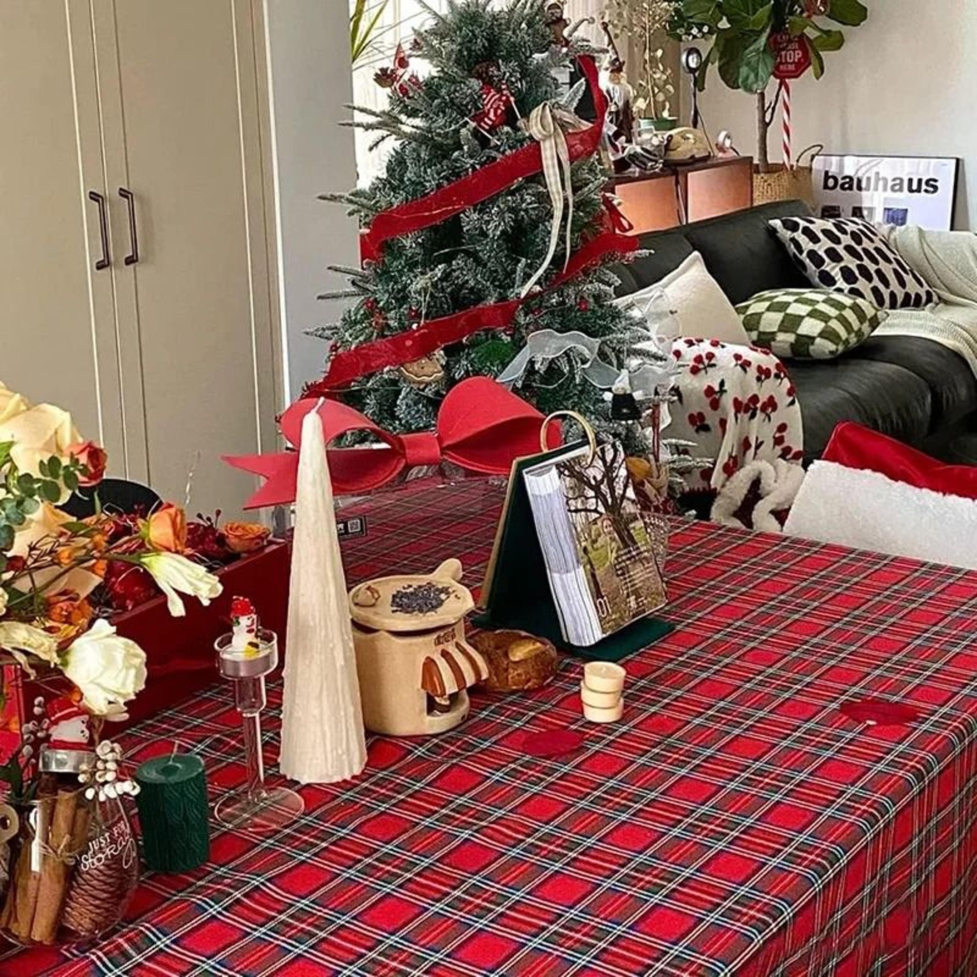 Christmas Buffalo Checkered Rectangular Tablecloth Kitchen  Dining Cover For Holiday Halloween  Xma 2
