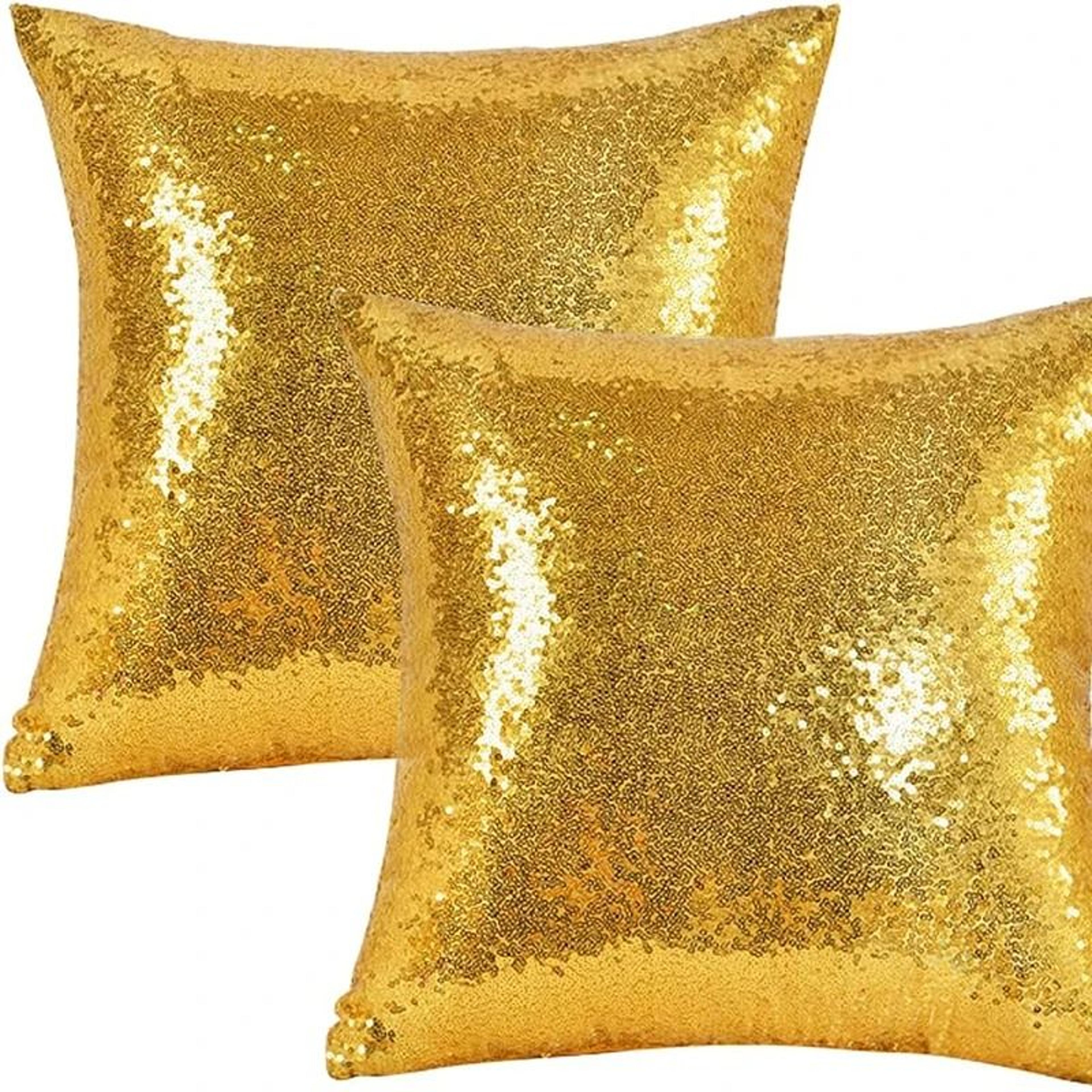 Gold Sequin Throw Pillow Covers 40x40cm Shiny Cushion Case With Hidden Zipper For Christmas  Sofa D 3